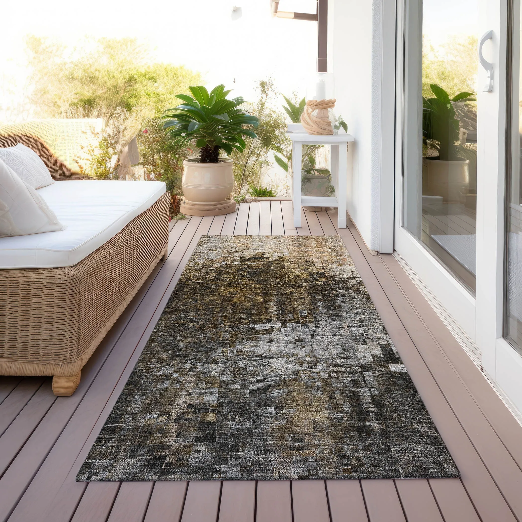 Machine Washable Indoor/ Outdoor Chantille Modern Ombre Rug