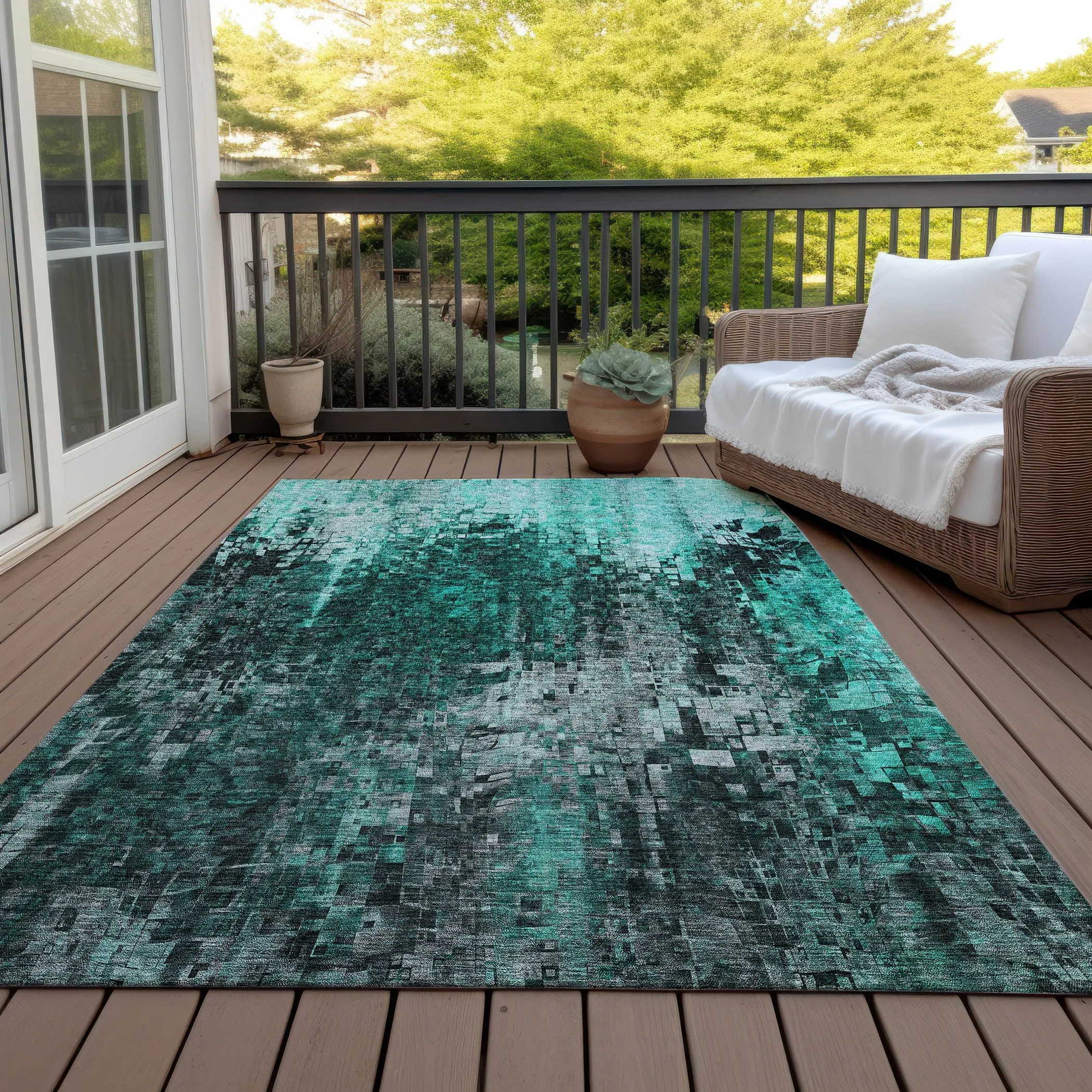 Machine Washable Indoor/ Outdoor Chantille Modern Ombre Rug