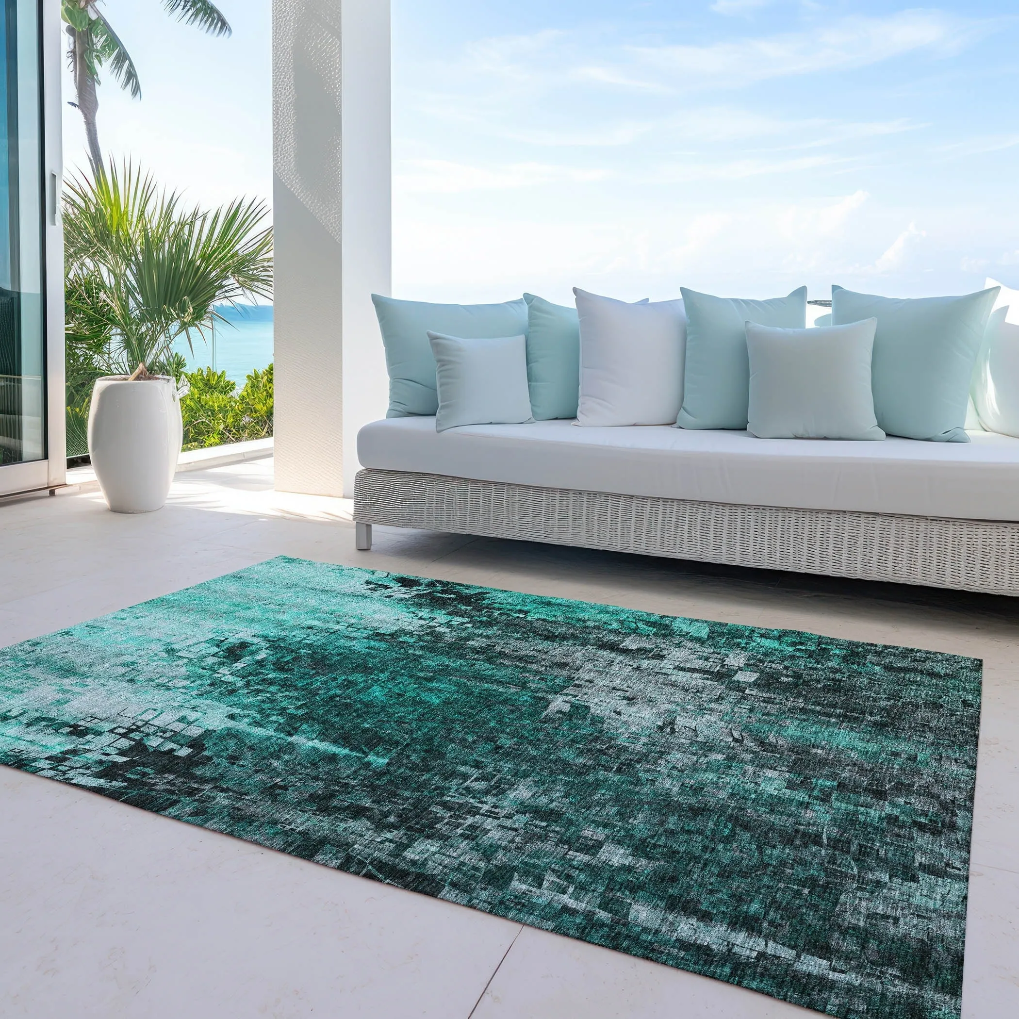 Machine Washable Indoor/ Outdoor Chantille Modern Ombre Rug