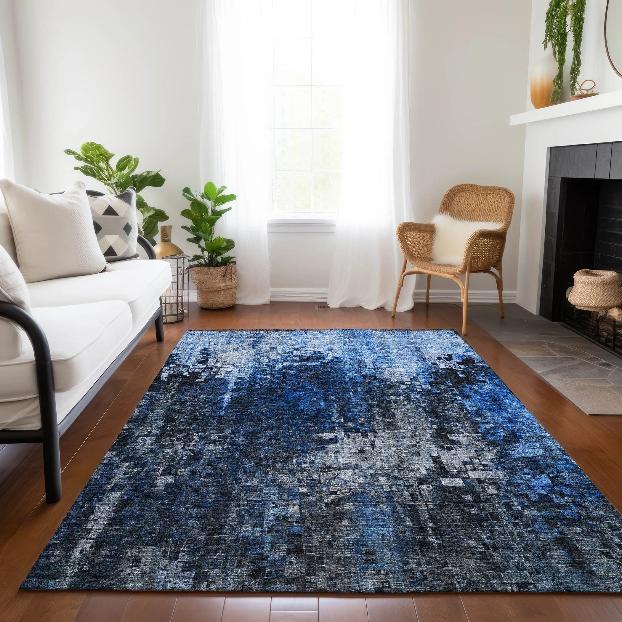 Machine Washable Indoor/ Outdoor Chantille Modern Ombre Rug