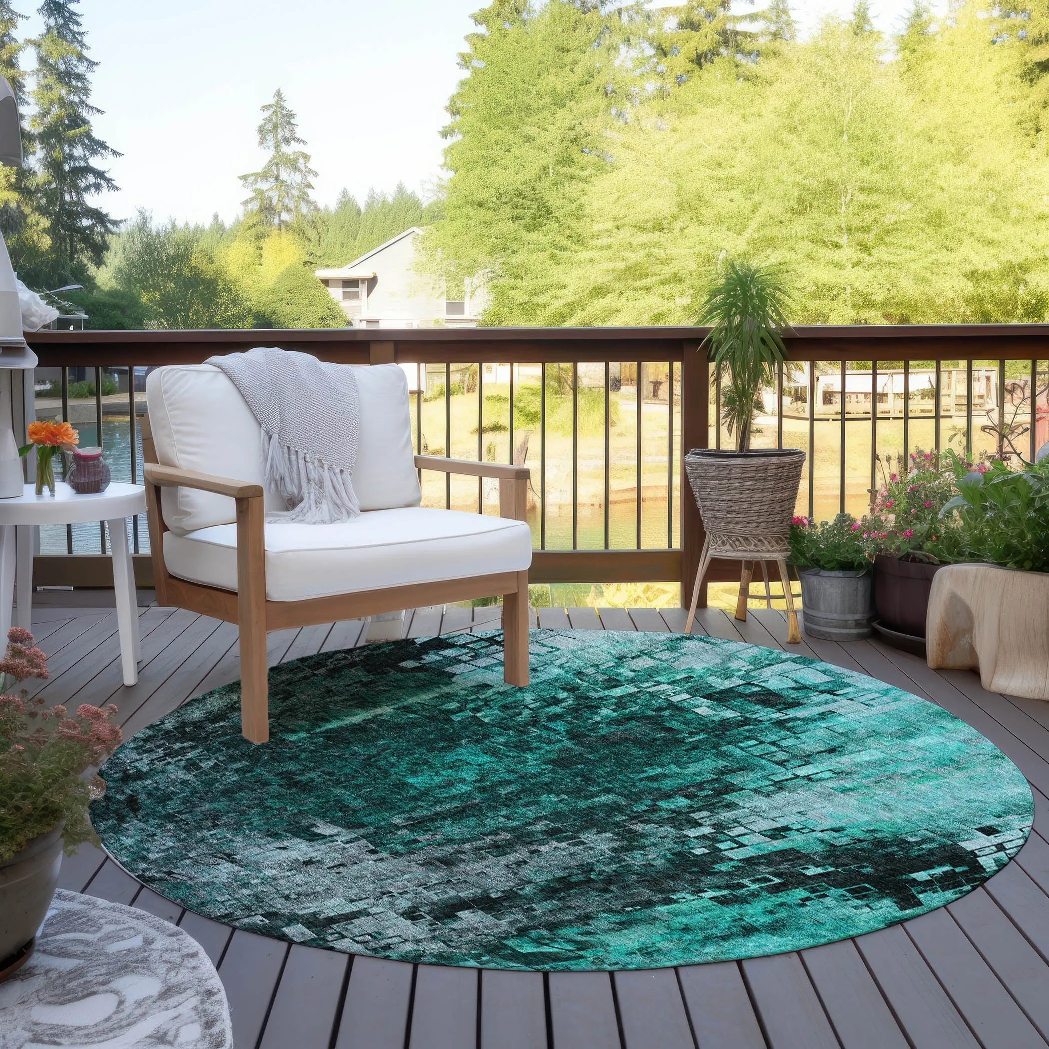 Machine Washable Indoor/ Outdoor Chantille Modern Ombre Rug