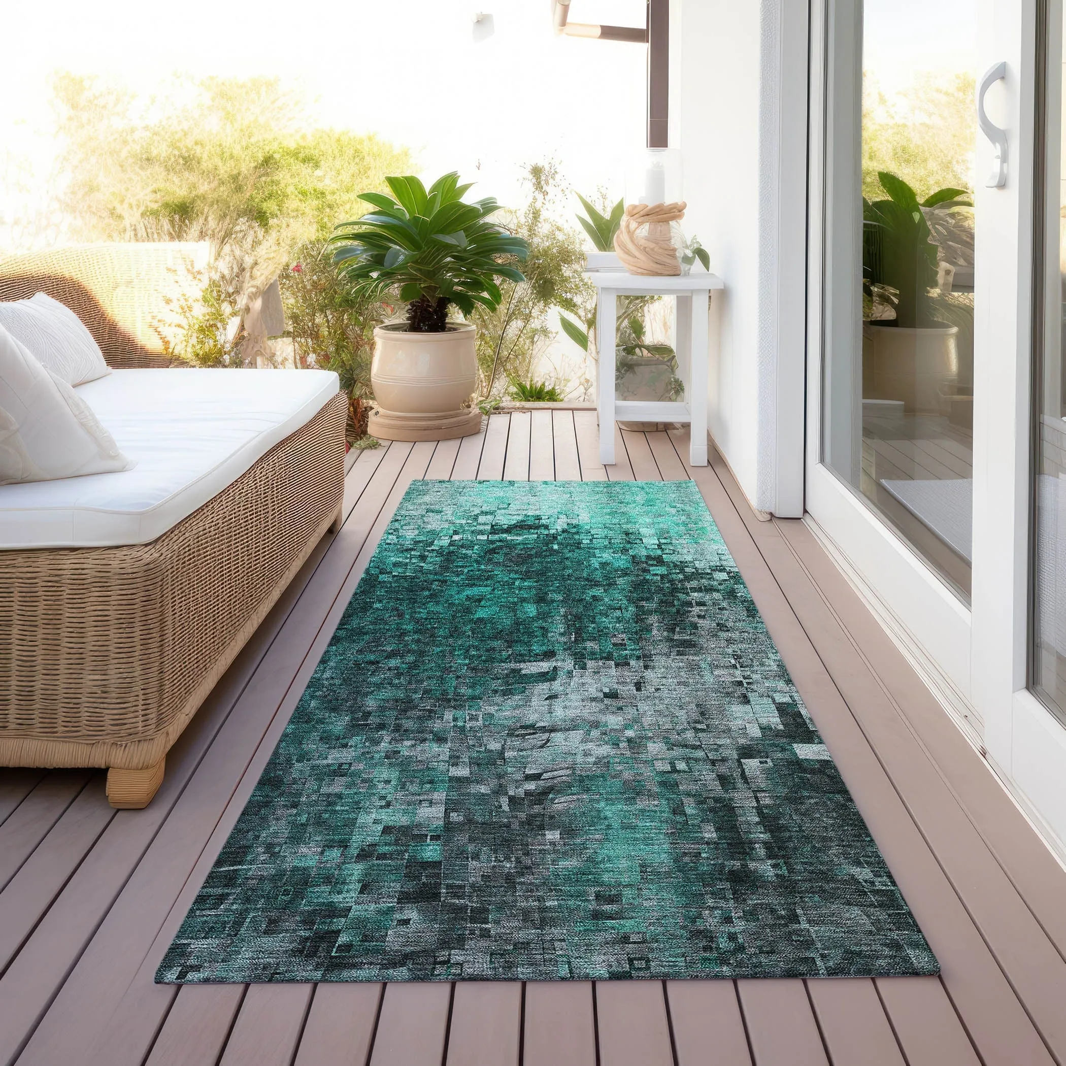 Machine Washable Indoor/ Outdoor Chantille Modern Ombre Rug