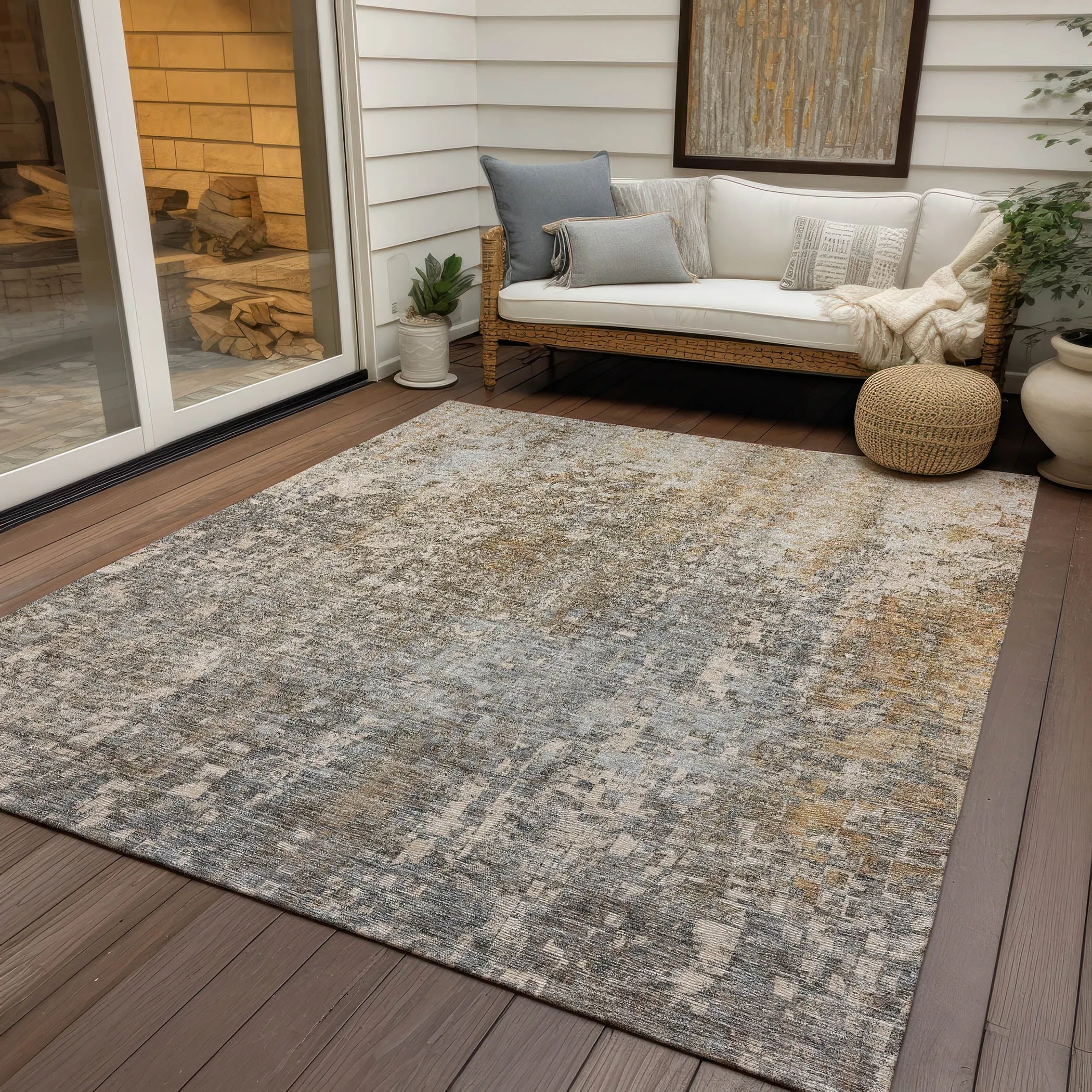 Machine Washable Indoor/ Outdoor Chantille Modern Ombre Rug