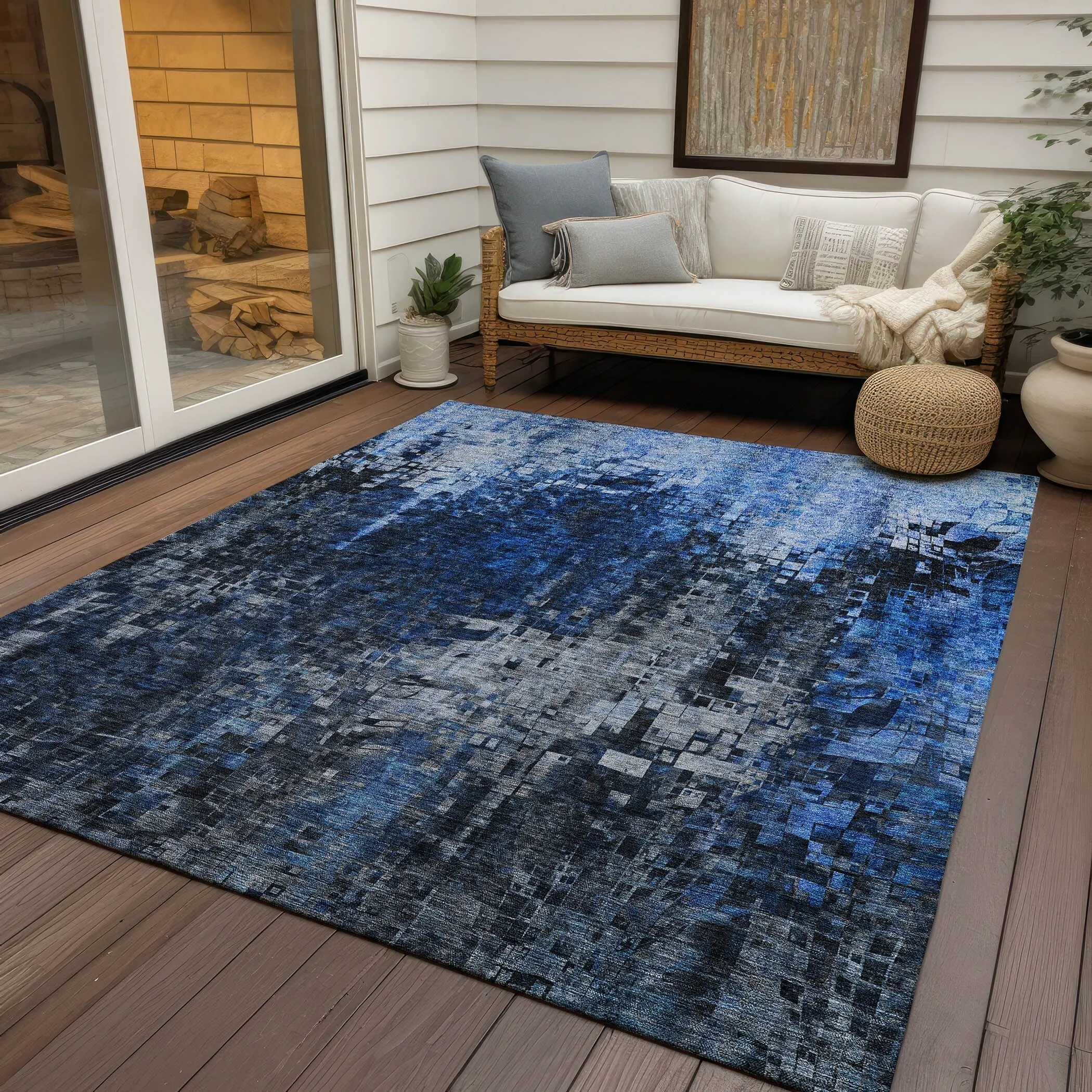 Machine Washable Indoor/ Outdoor Chantille Modern Ombre Rug