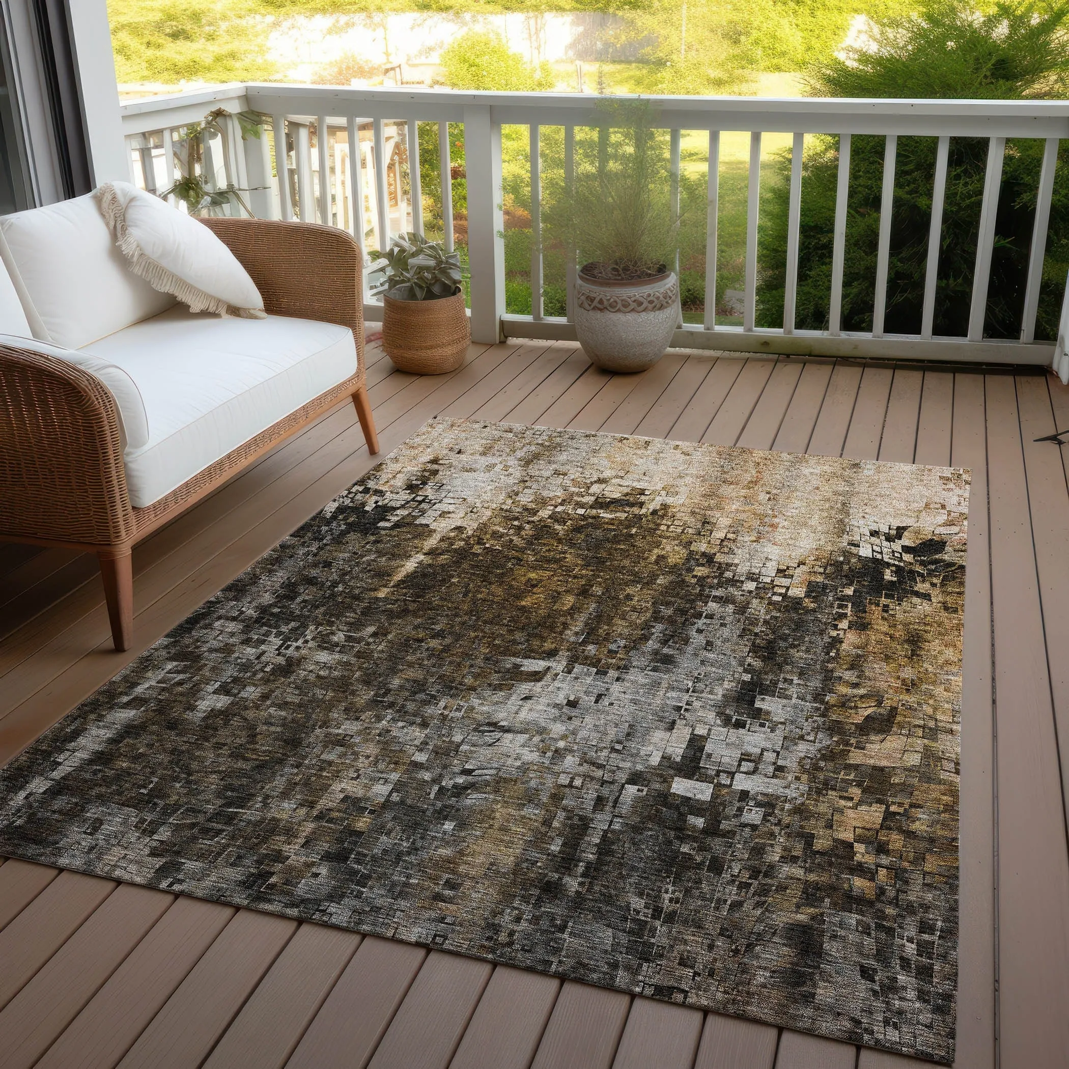 Machine Washable Indoor/ Outdoor Chantille Modern Ombre Rug