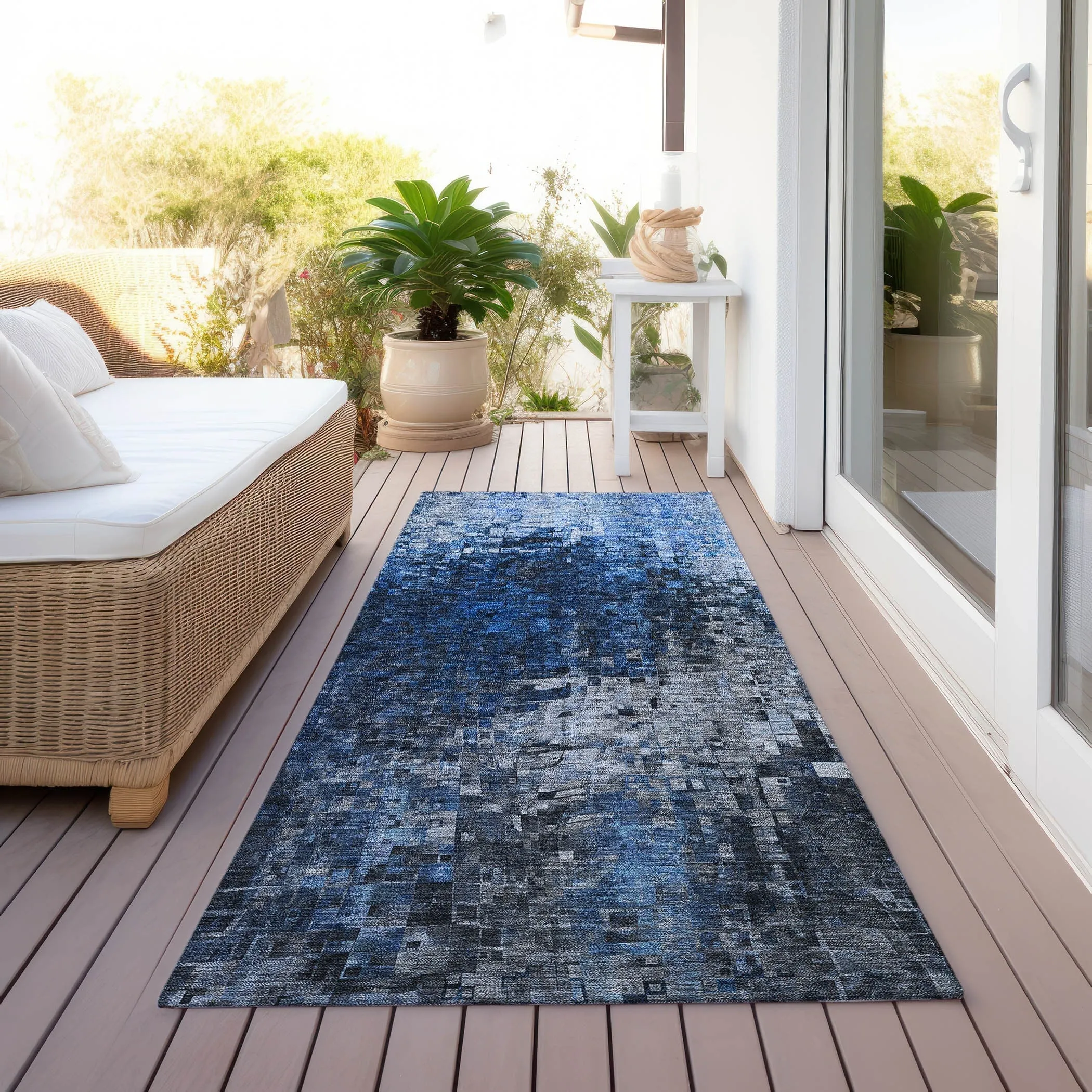 Machine Washable Indoor/ Outdoor Chantille Modern Ombre Rug
