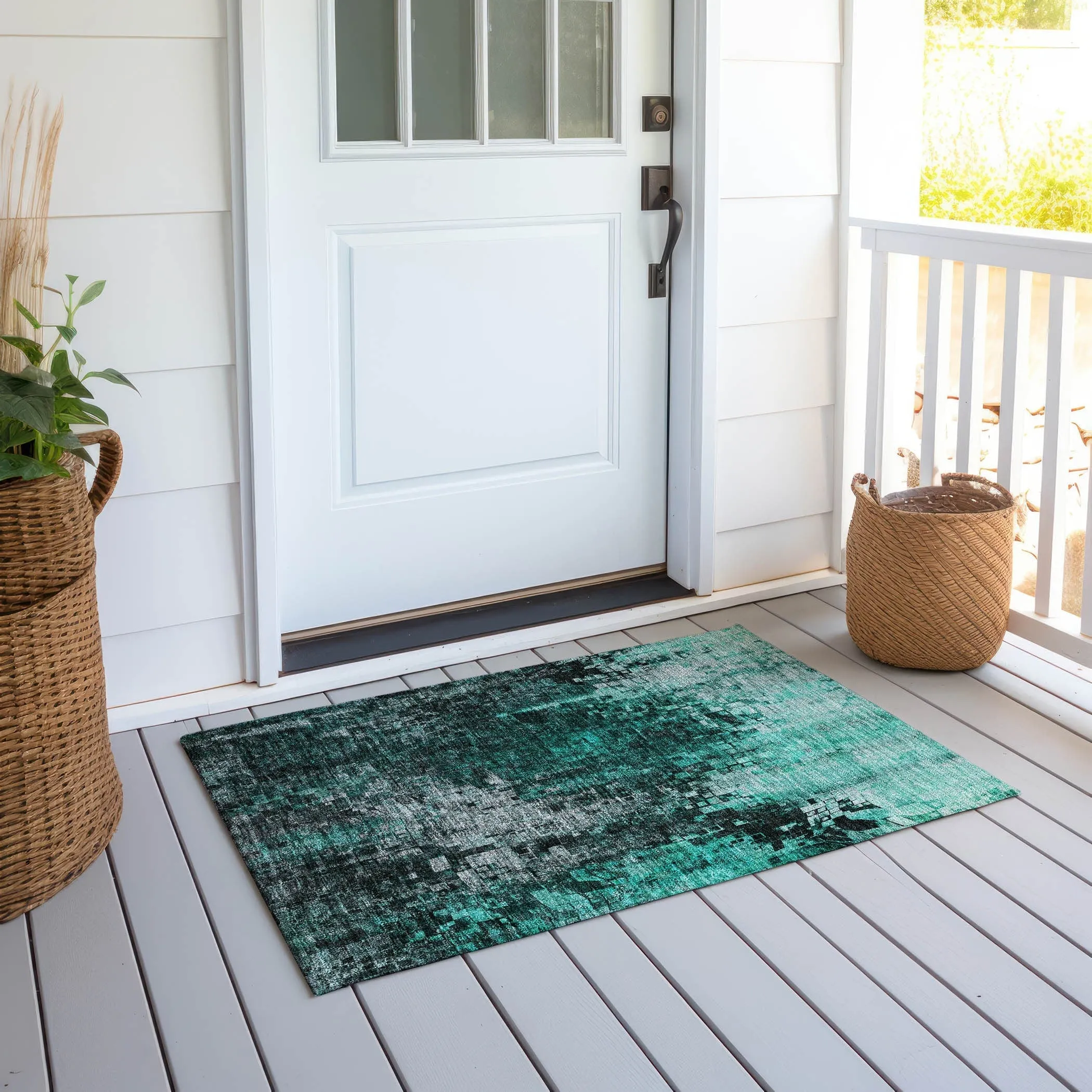 Machine Washable Indoor/ Outdoor Chantille Modern Ombre Rug