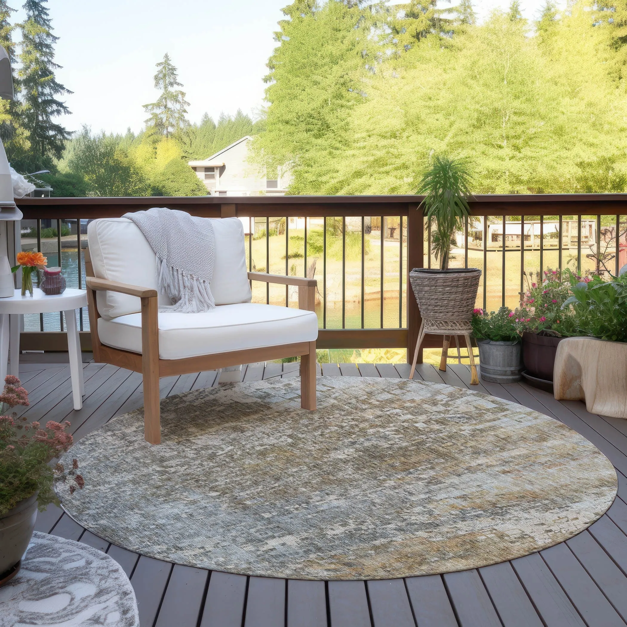 Machine Washable Indoor/ Outdoor Chantille Modern Ombre Rug