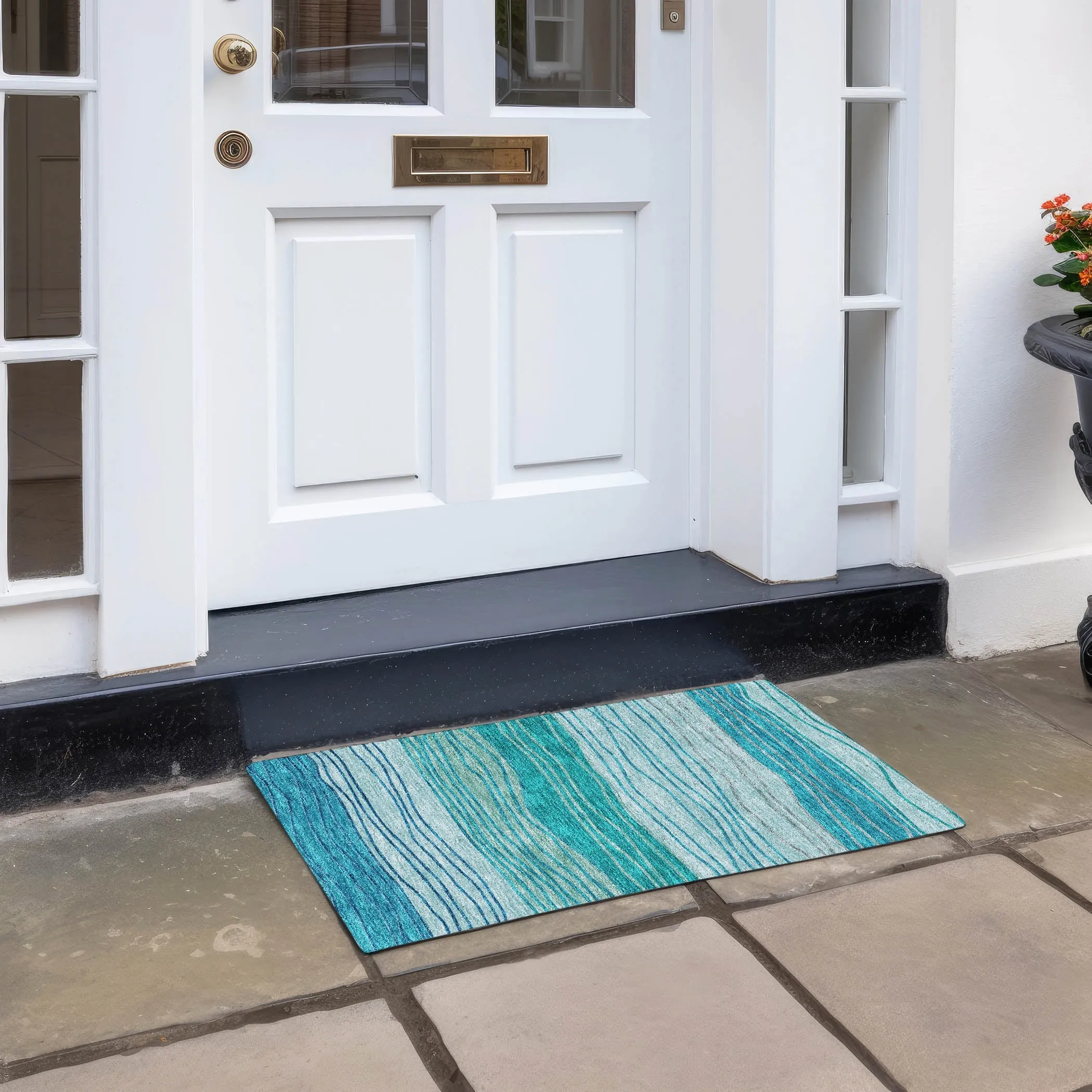 Machine Washable Indoor/ Outdoor Chantille Modern Stripes Rug