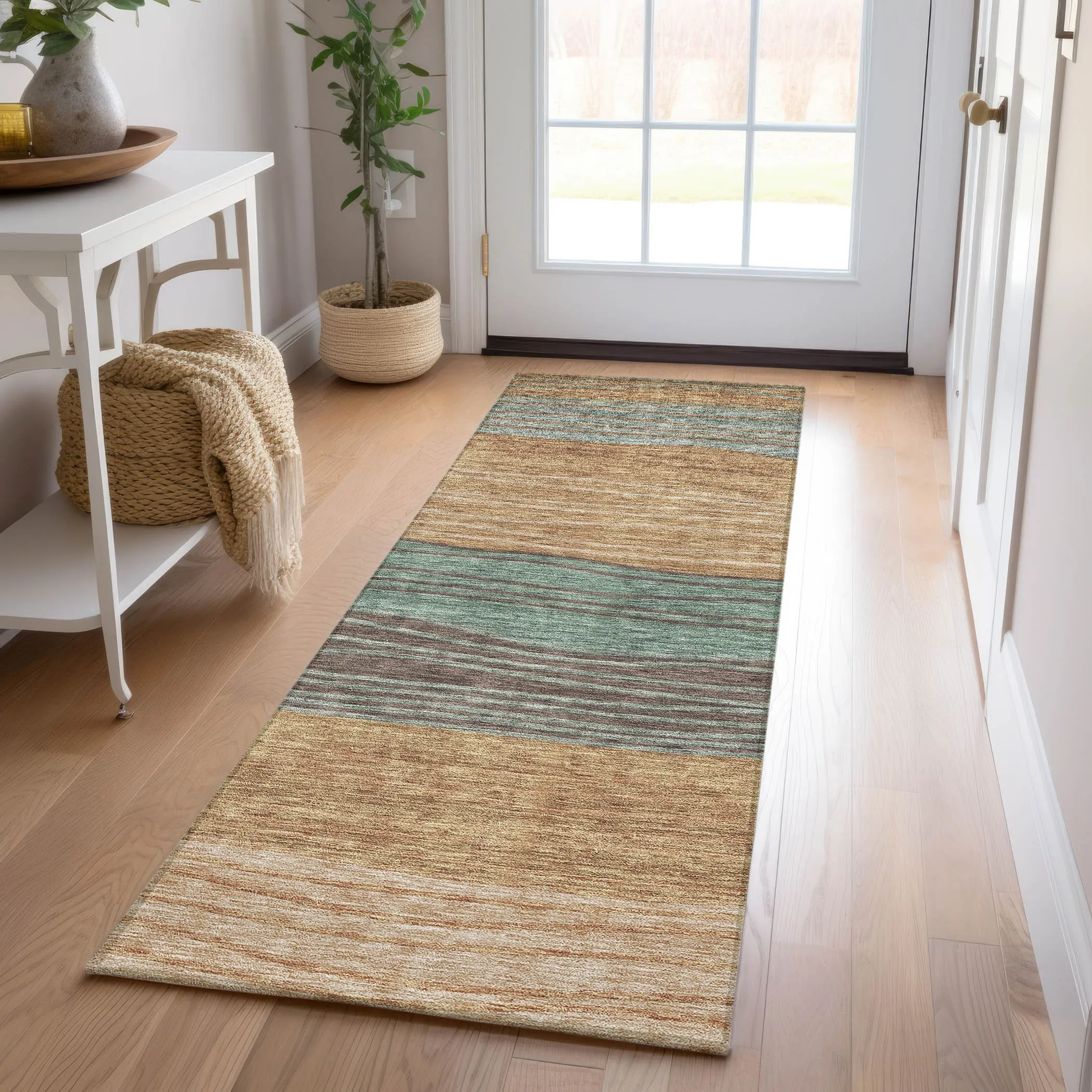 Machine Washable Indoor/ Outdoor Chantille Modern Stripes Rug