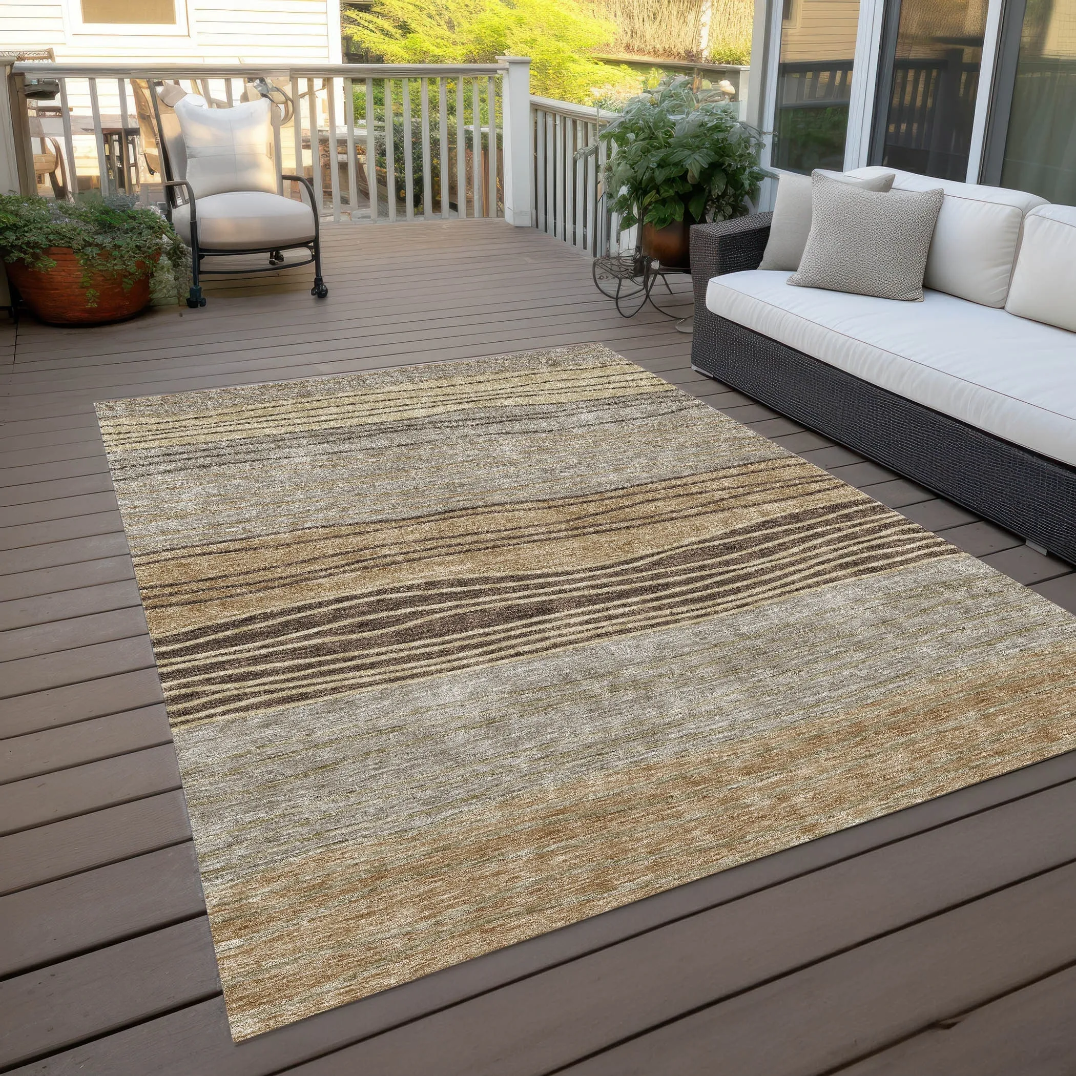 Machine Washable Indoor/ Outdoor Chantille Modern Stripes Rug
