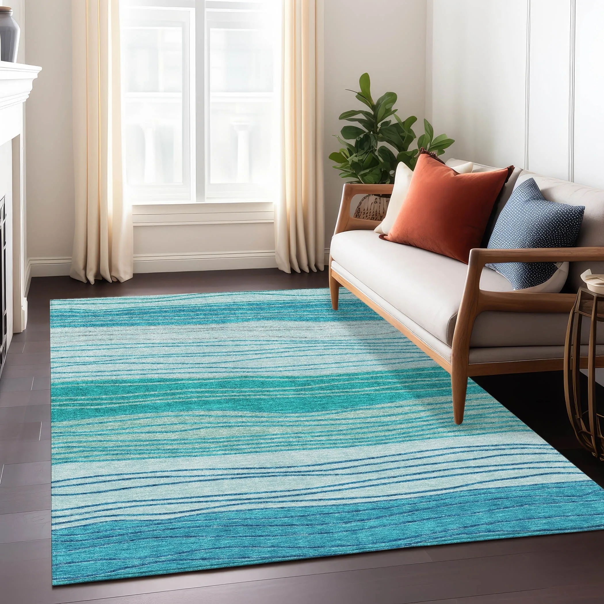 Machine Washable Indoor/ Outdoor Chantille Modern Stripes Rug