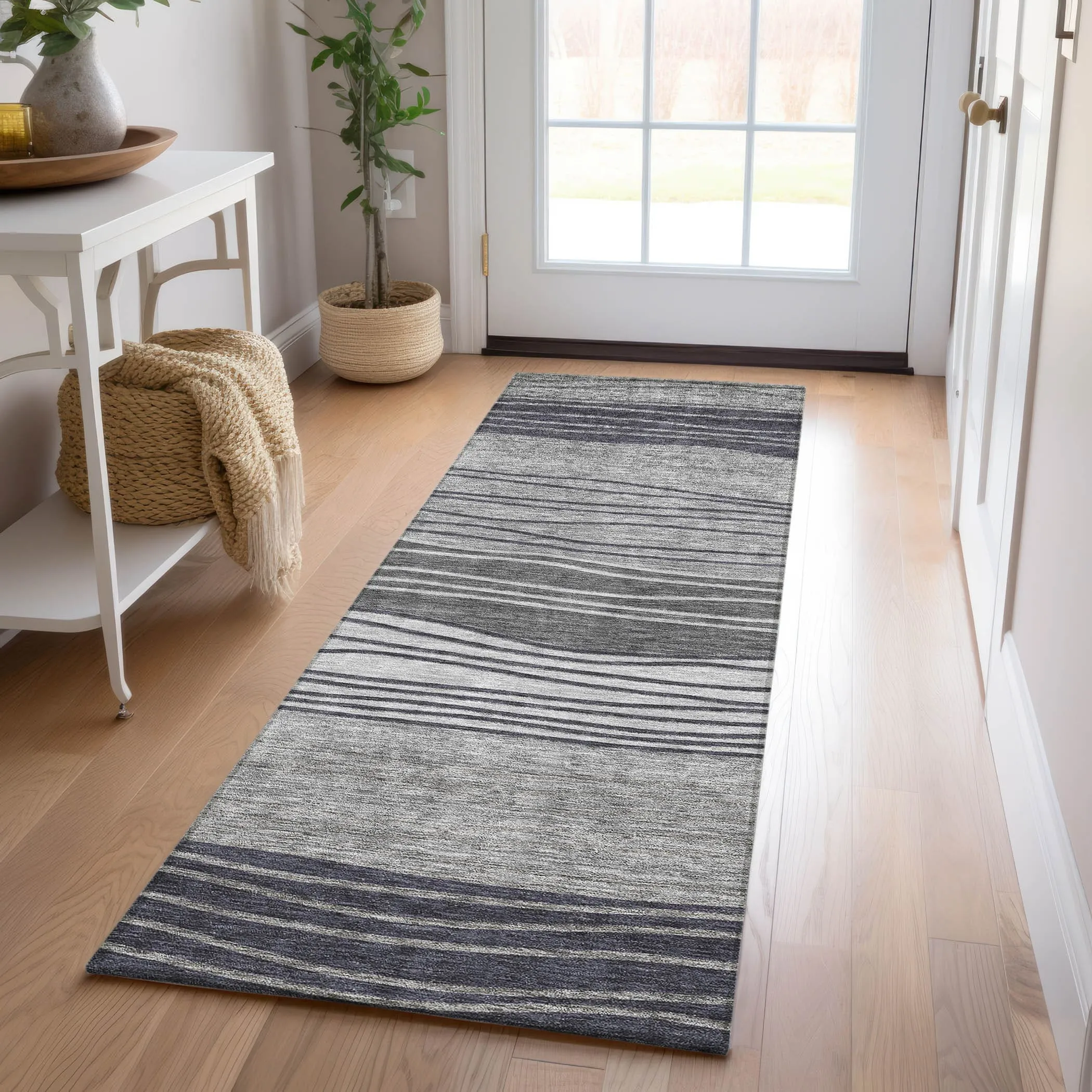 Machine Washable Indoor/ Outdoor Chantille Modern Stripes Rug