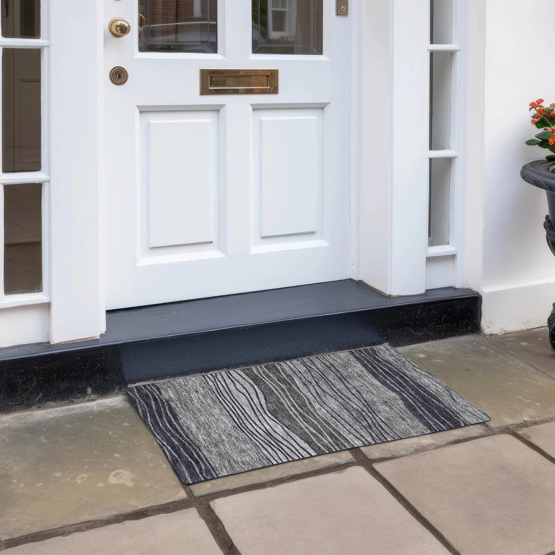 Machine Washable Indoor/ Outdoor Chantille Modern Stripes Rug