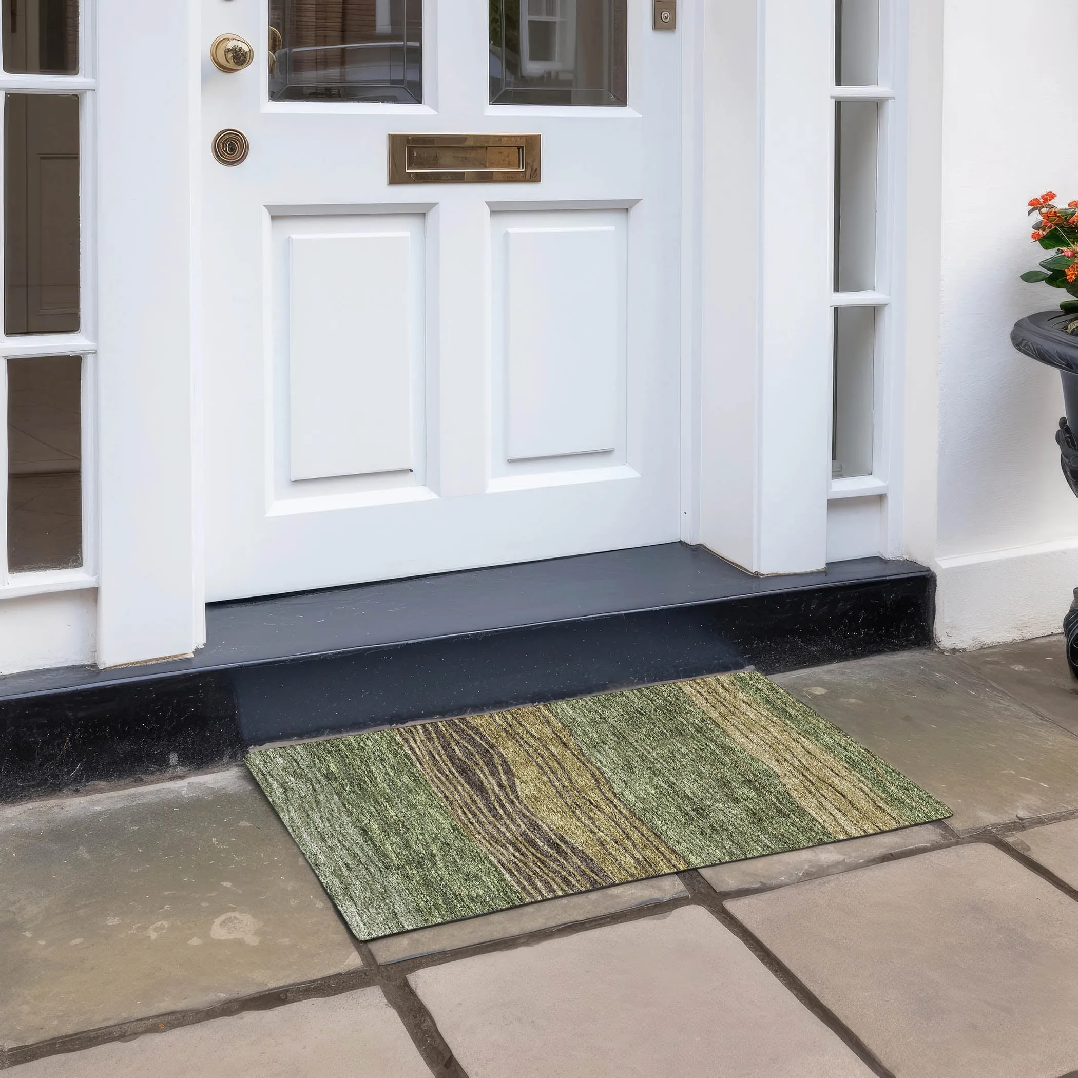Machine Washable Indoor/ Outdoor Chantille Modern Stripes Rug