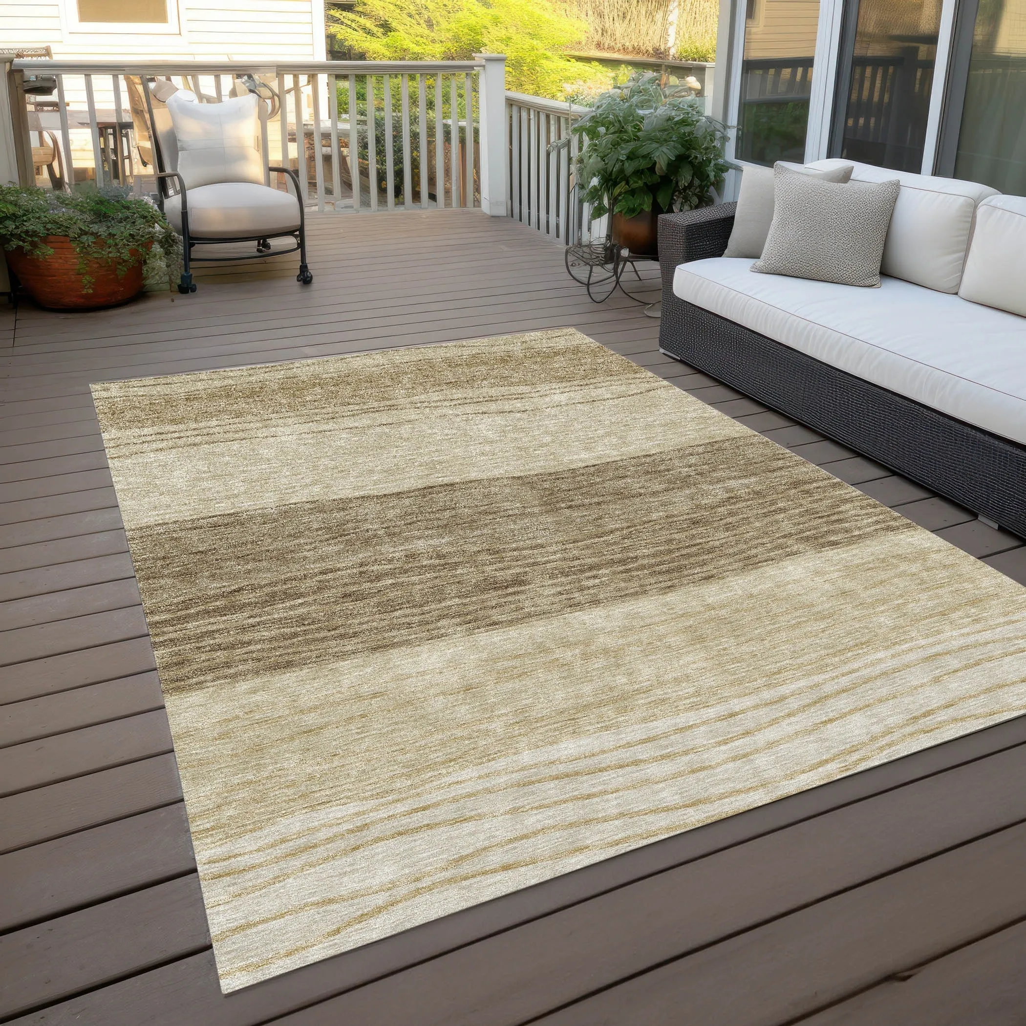 Machine Washable Indoor/ Outdoor Chantille Modern Stripes Rug