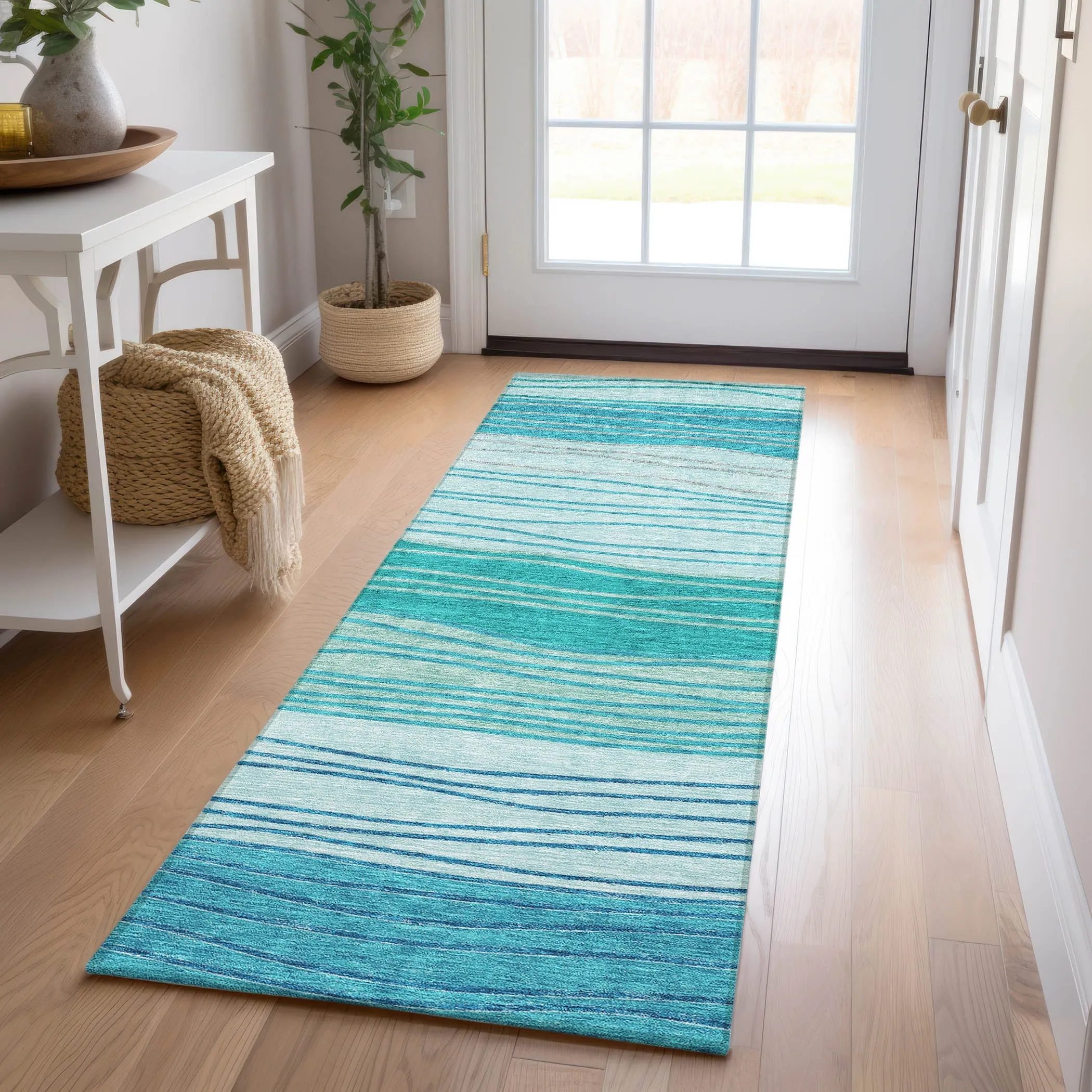 Machine Washable Indoor/ Outdoor Chantille Modern Stripes Rug