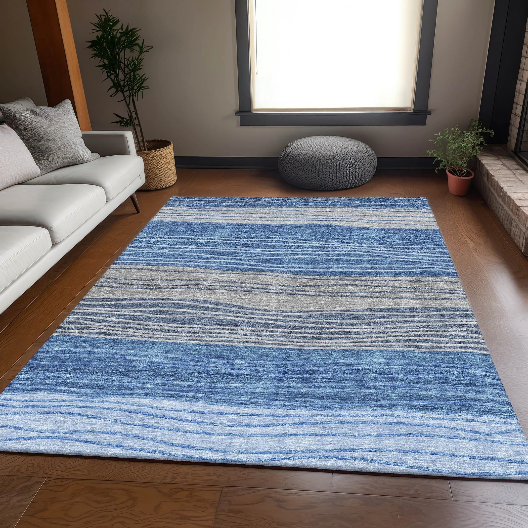 Machine Washable Indoor/ Outdoor Chantille Modern Stripes Rug