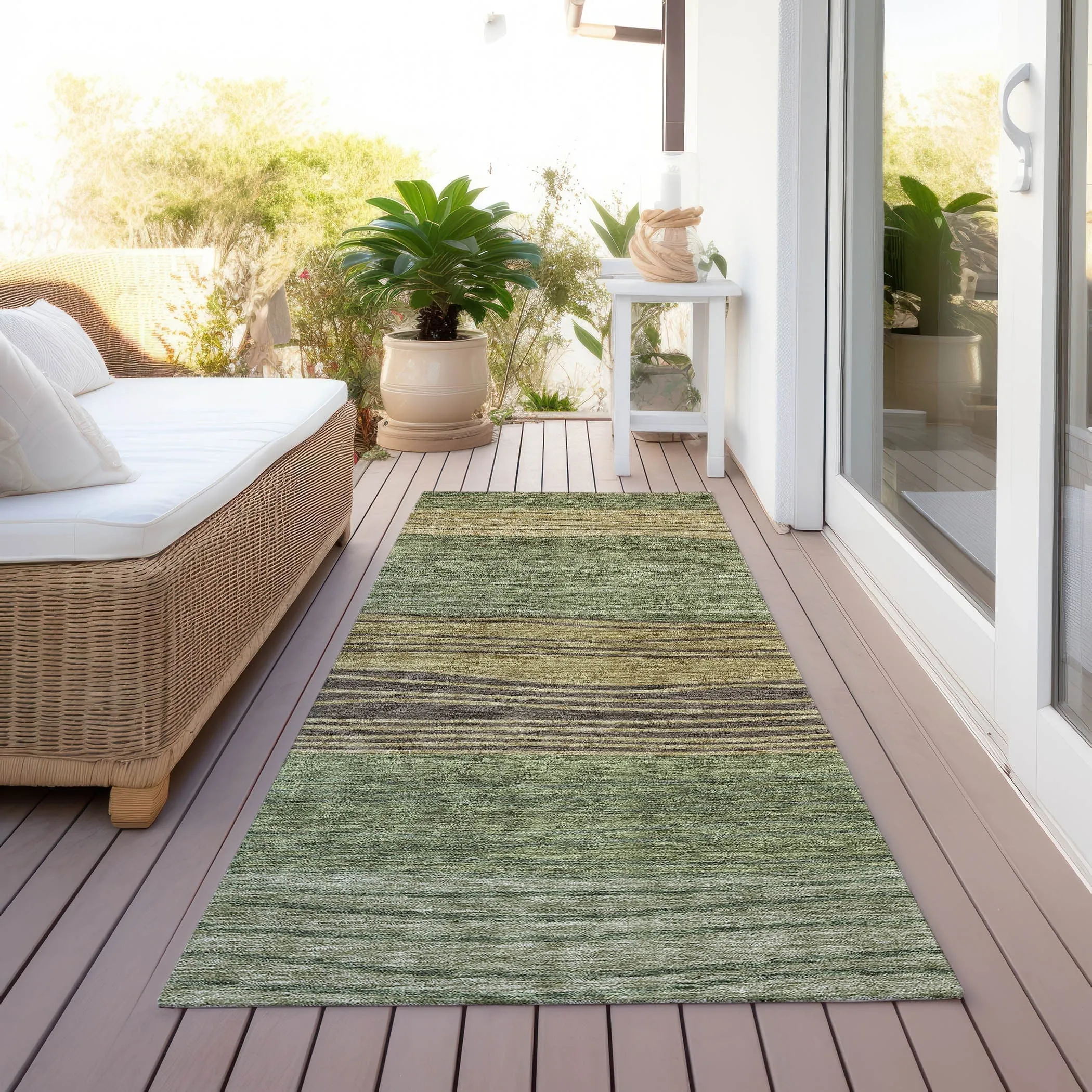Machine Washable Indoor/ Outdoor Chantille Modern Stripes Rug
