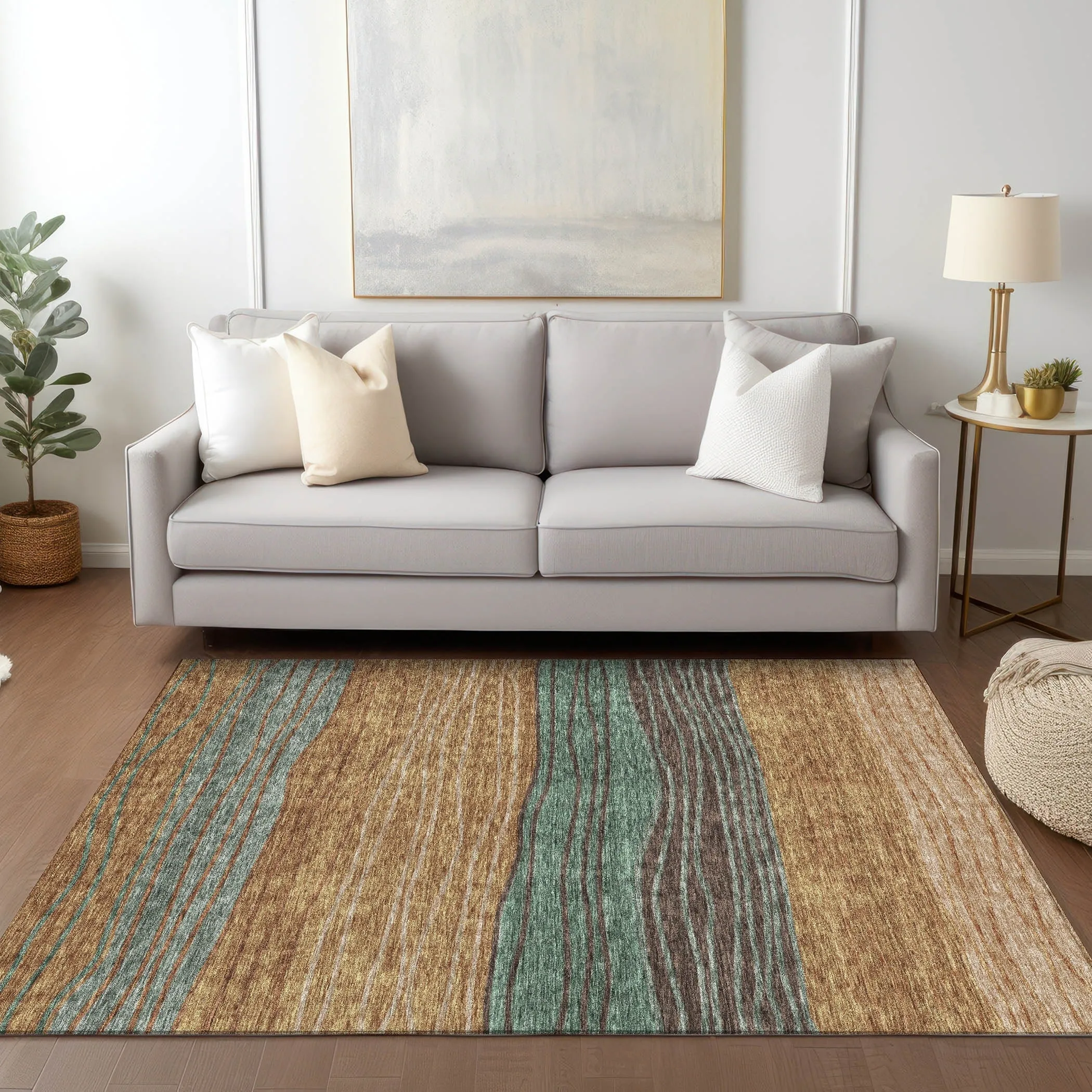 Machine Washable Indoor/ Outdoor Chantille Modern Stripes Rug