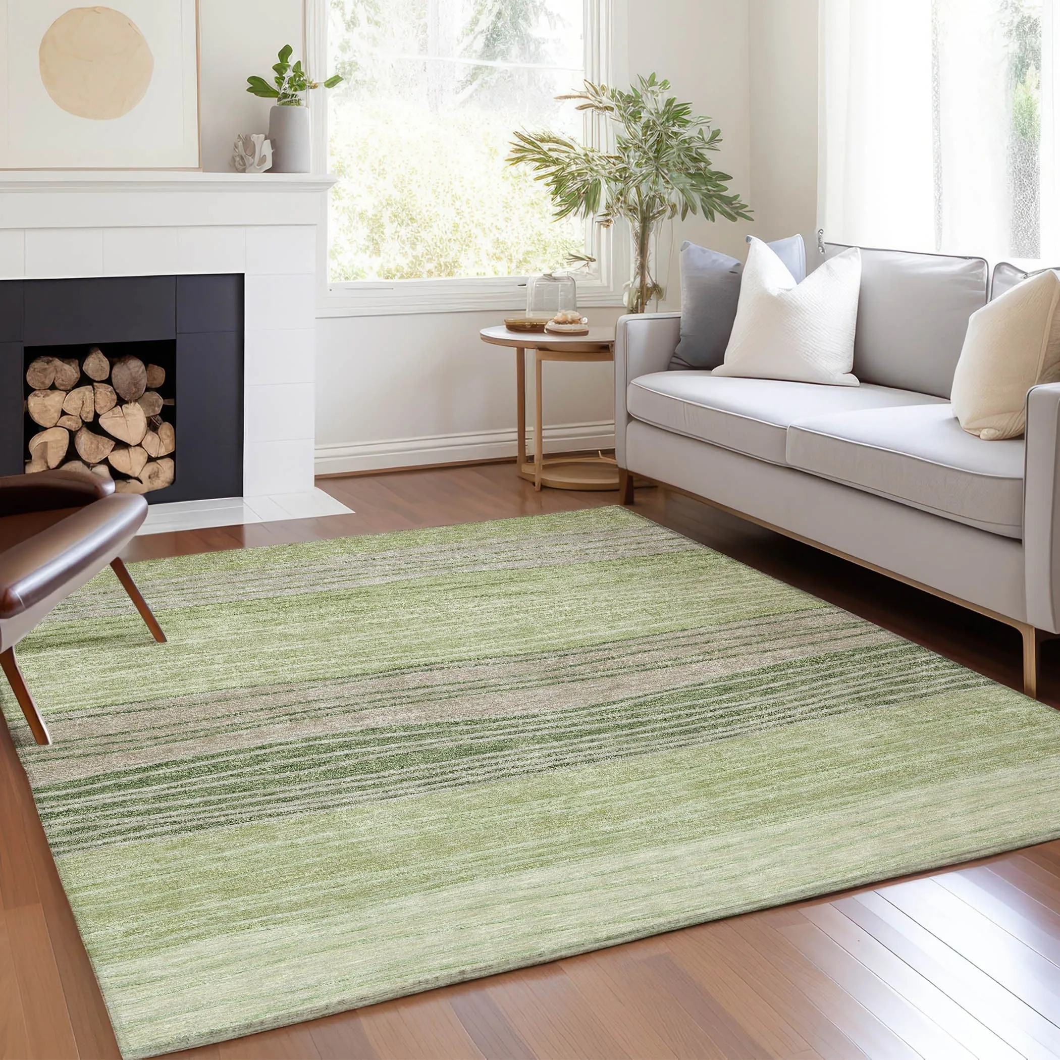 Machine Washable Indoor/ Outdoor Chantille Modern Stripes Rug