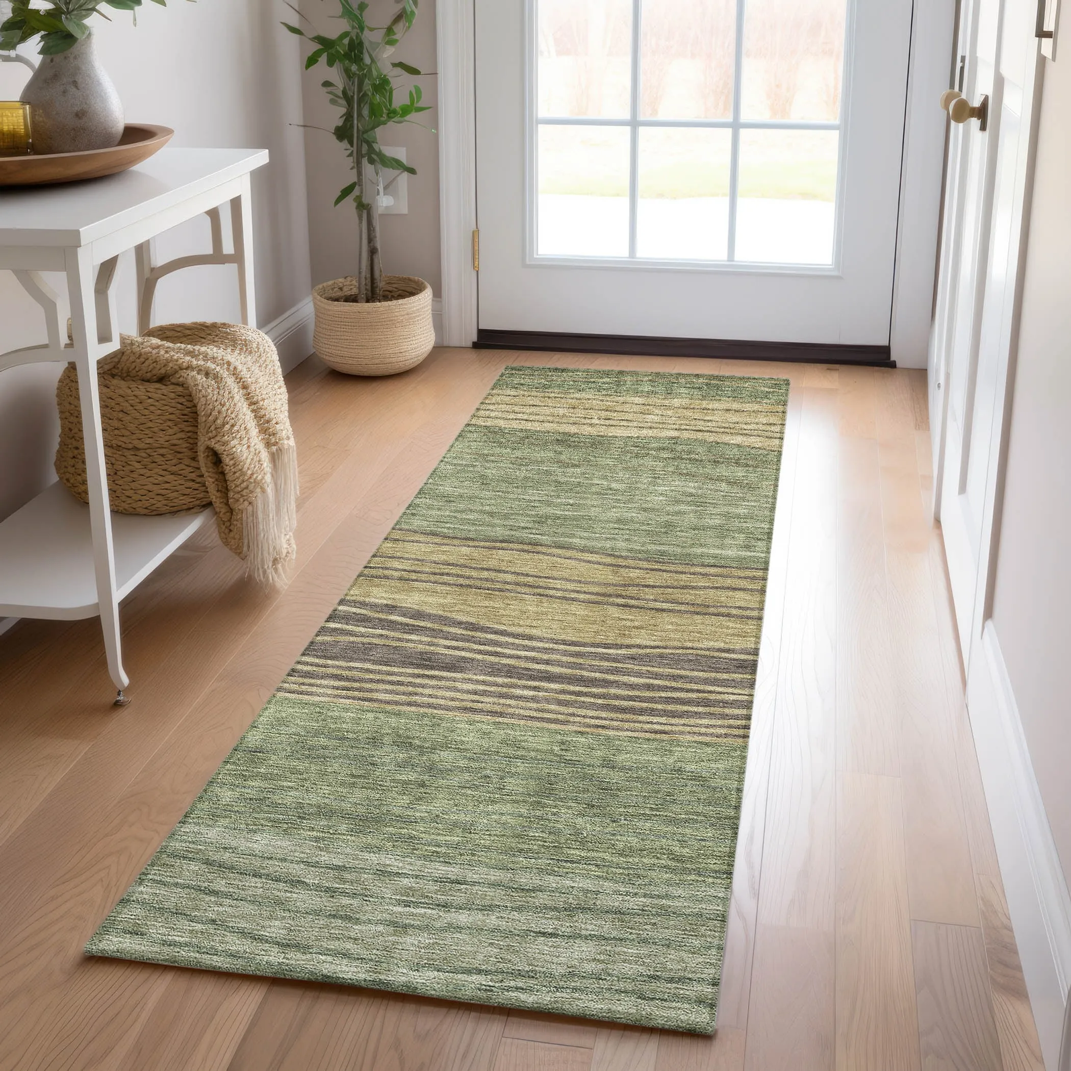 Machine Washable Indoor/ Outdoor Chantille Modern Stripes Rug
