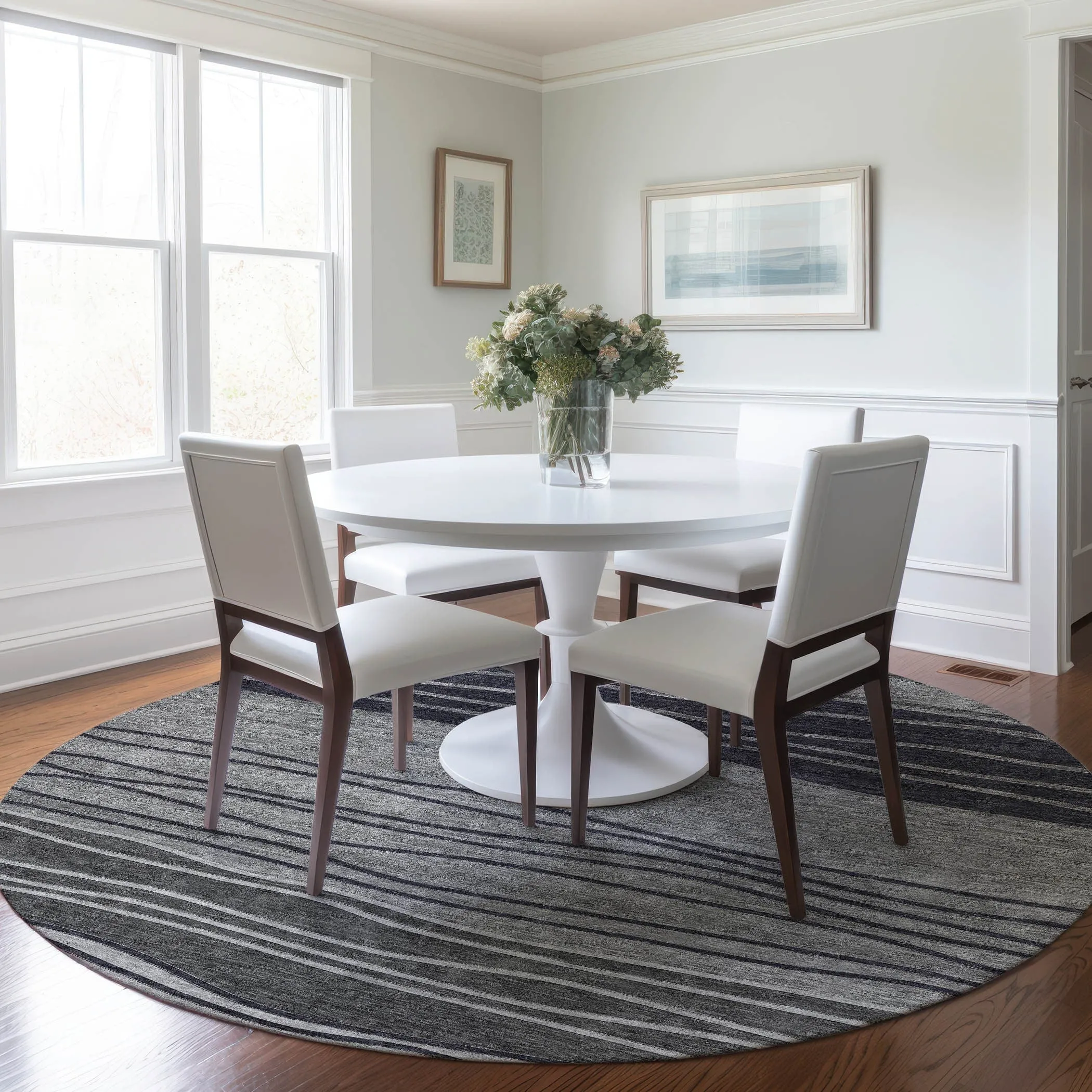 Machine Washable Indoor/ Outdoor Chantille Modern Stripes Rug