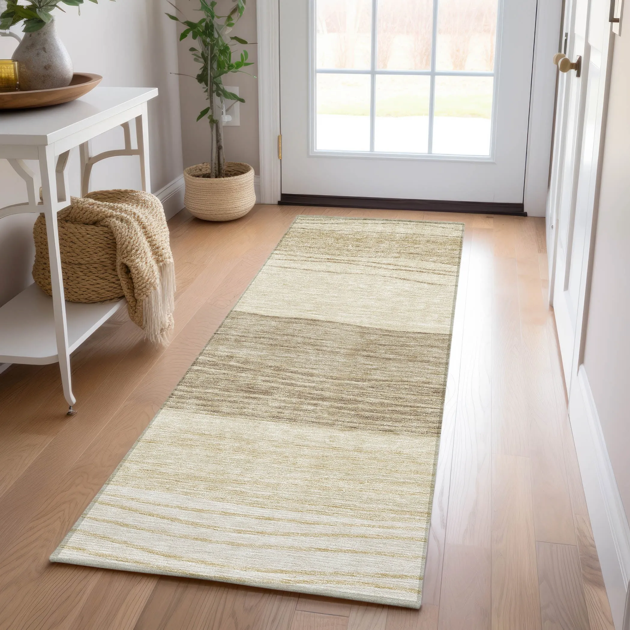 Machine Washable Indoor/ Outdoor Chantille Modern Stripes Rug