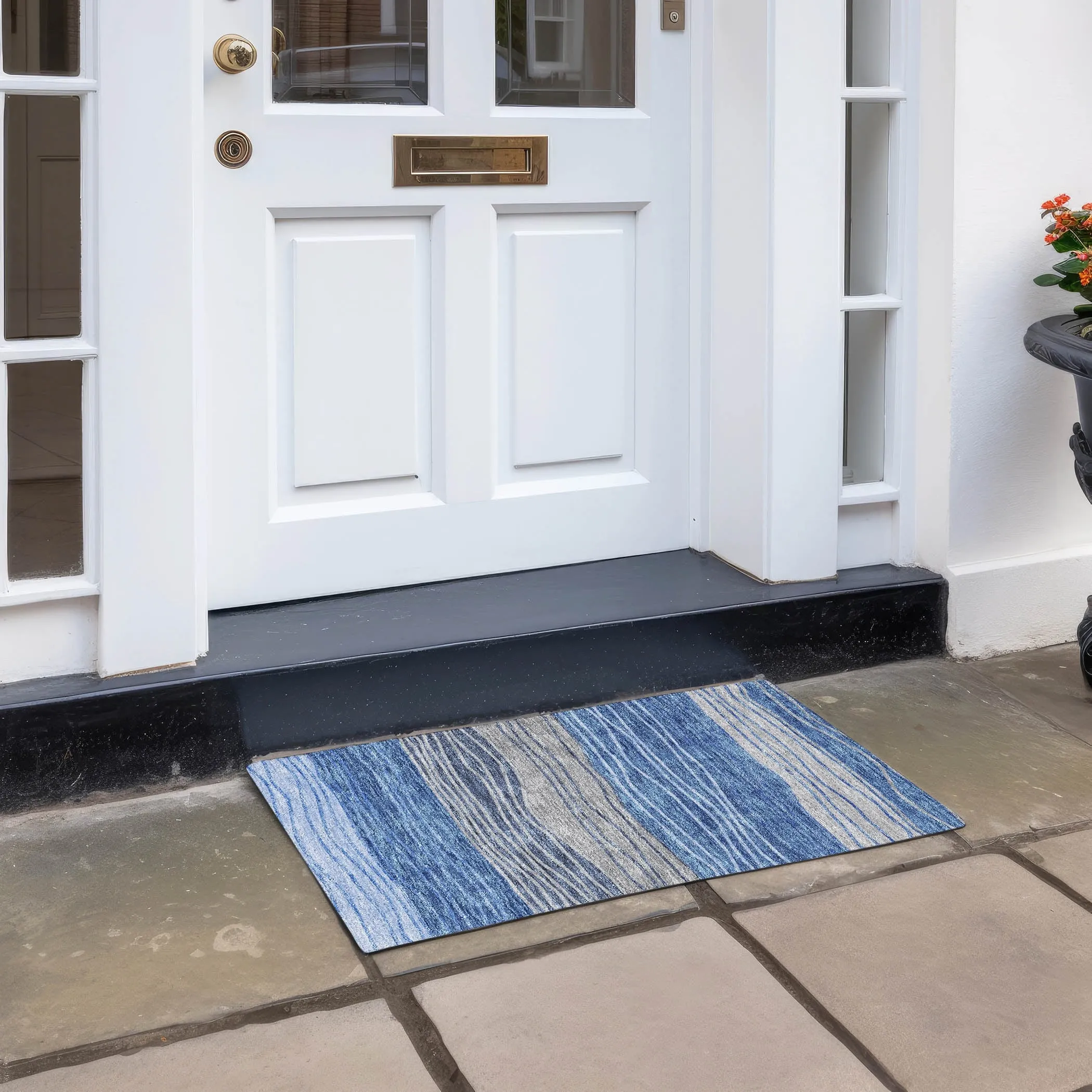 Machine Washable Indoor/ Outdoor Chantille Modern Stripes Rug