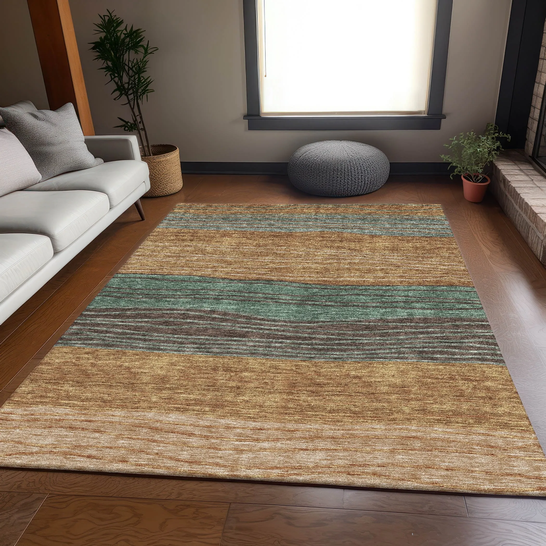 Machine Washable Indoor/ Outdoor Chantille Modern Stripes Rug