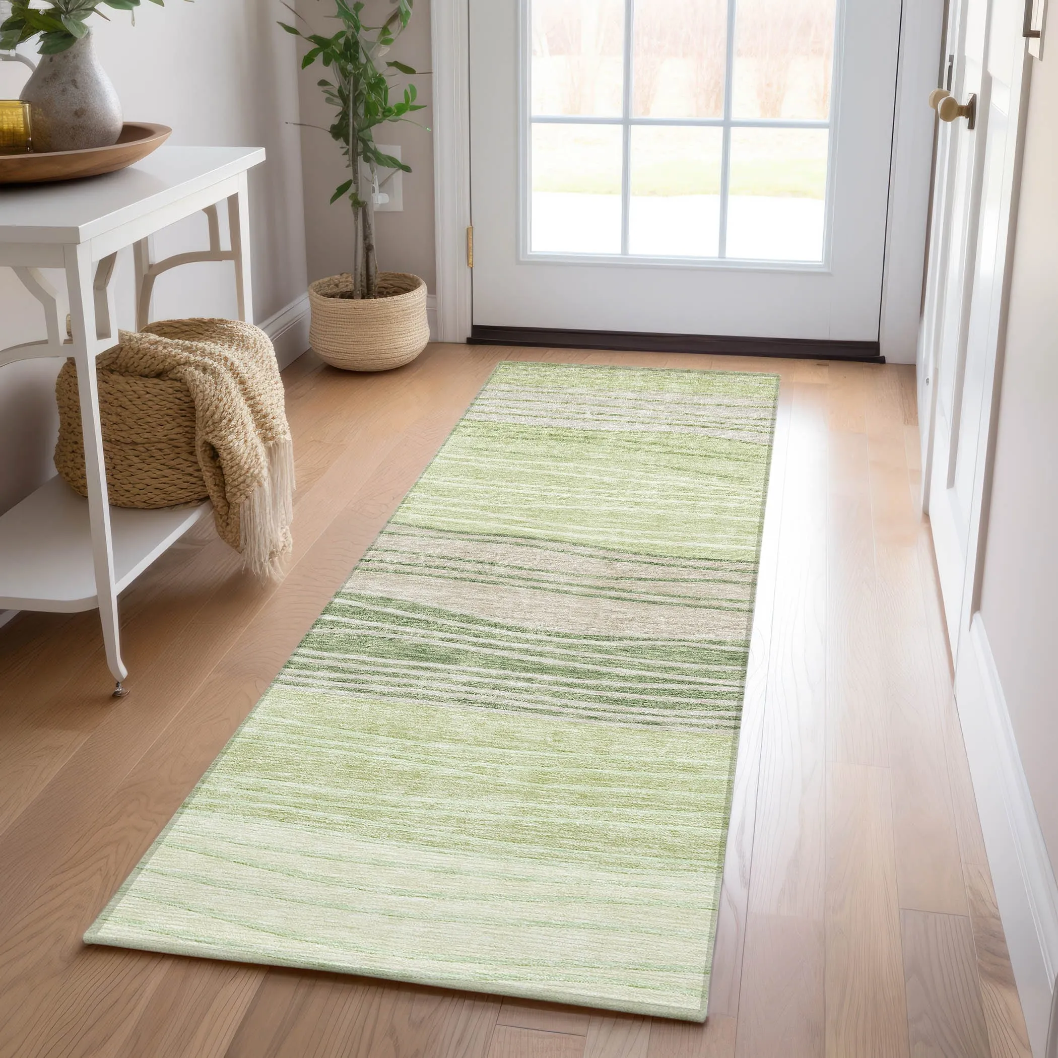 Machine Washable Indoor/ Outdoor Chantille Modern Stripes Rug