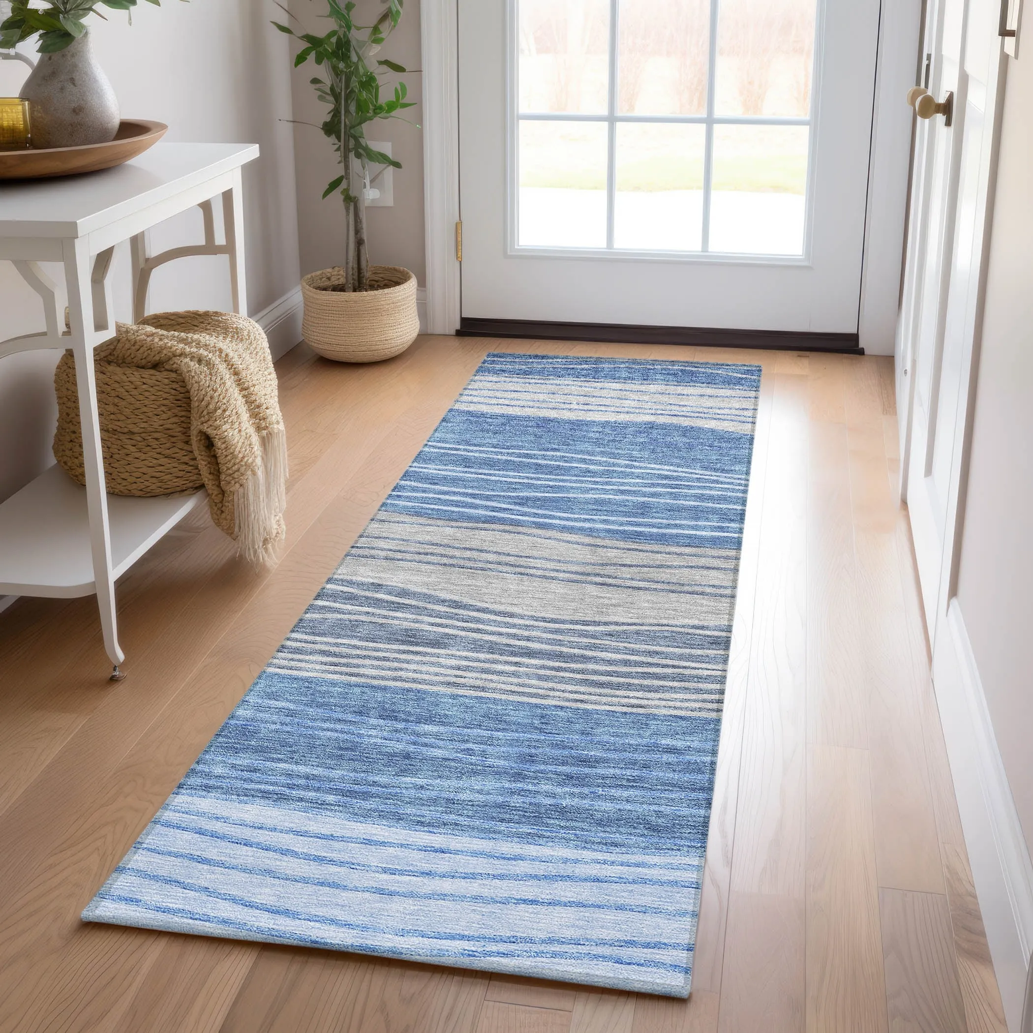 Machine Washable Indoor/ Outdoor Chantille Modern Stripes Rug