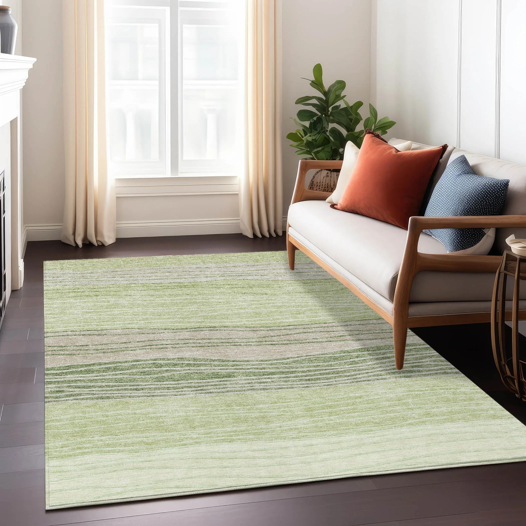 Machine Washable Indoor/ Outdoor Chantille Modern Stripes Rug