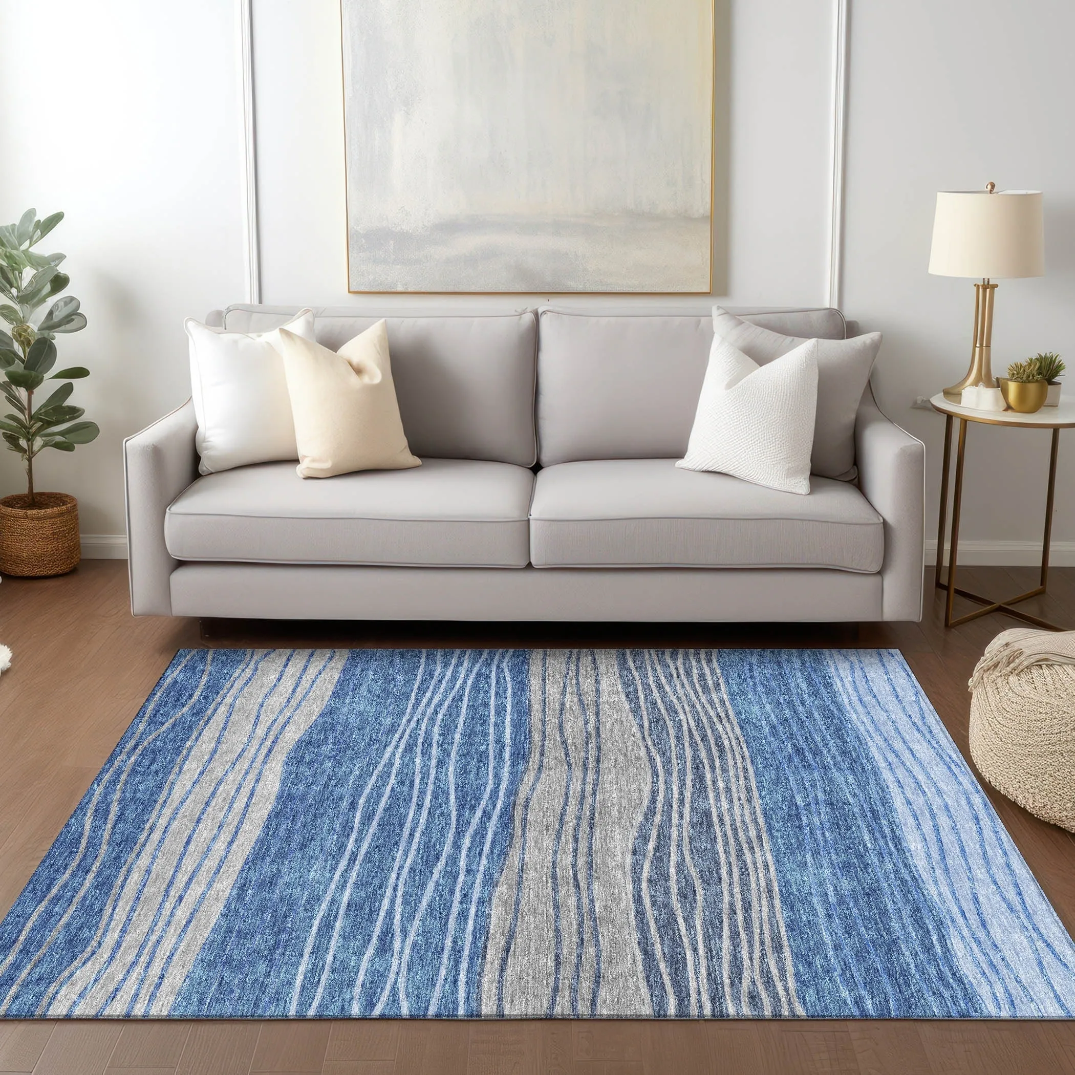 Machine Washable Indoor/ Outdoor Chantille Modern Stripes Rug
