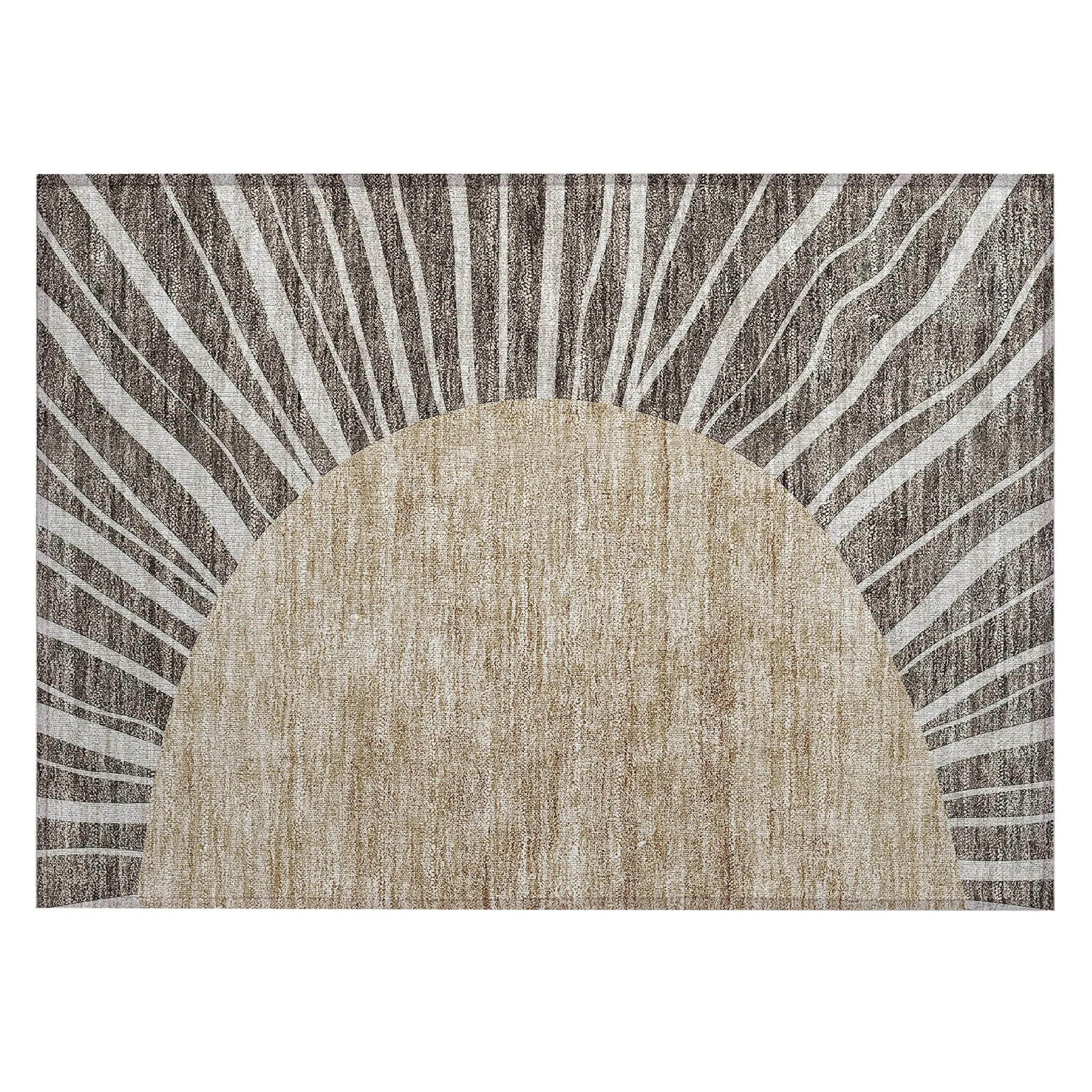 Machine Washable Indoor/ Outdoor Chantille Modern Sunburst Rug