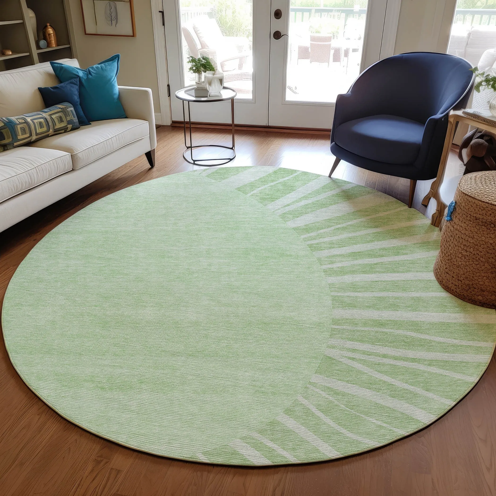 Machine Washable Indoor/ Outdoor Chantille Modern Sunburst Rug