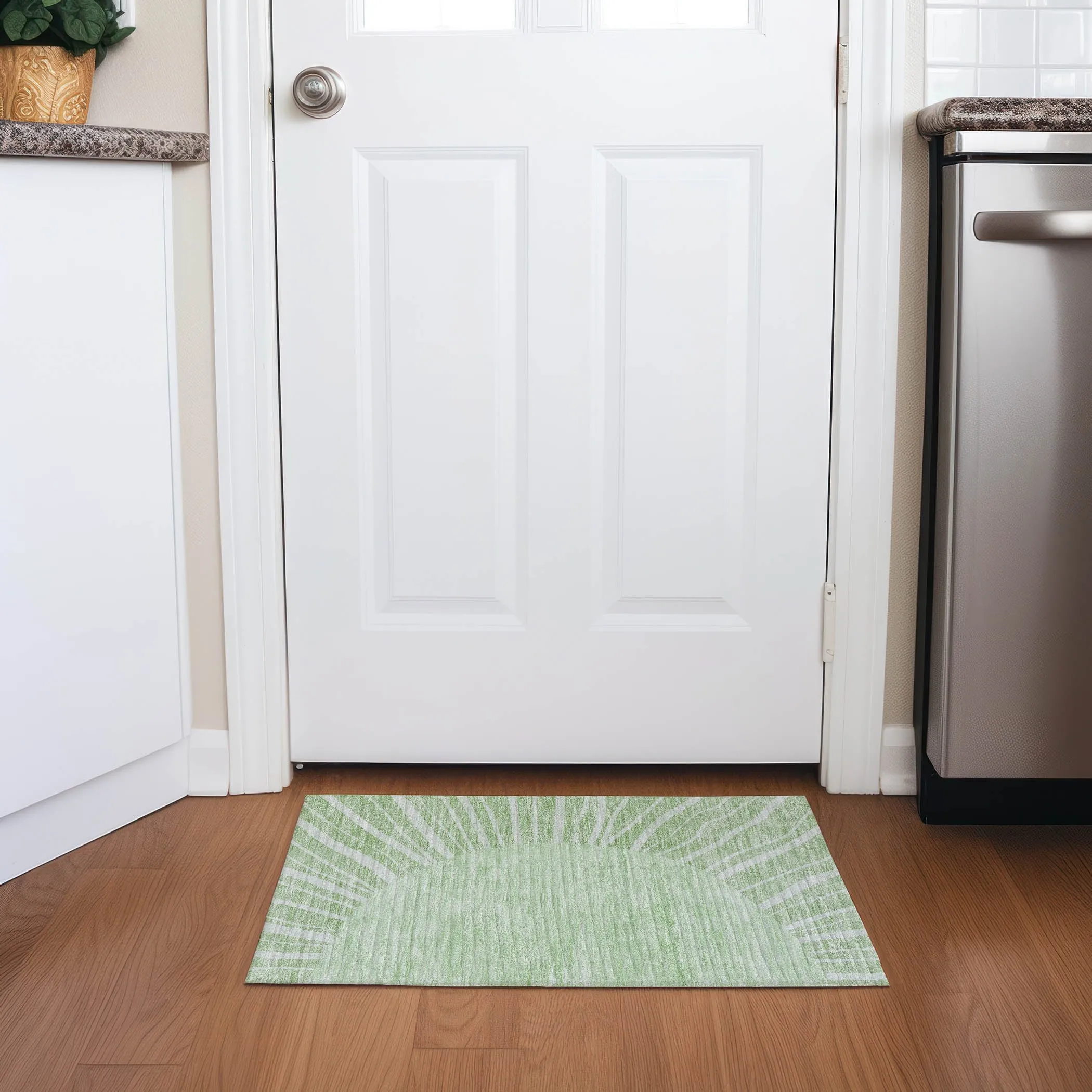 Machine Washable Indoor/ Outdoor Chantille Modern Sunburst Rug