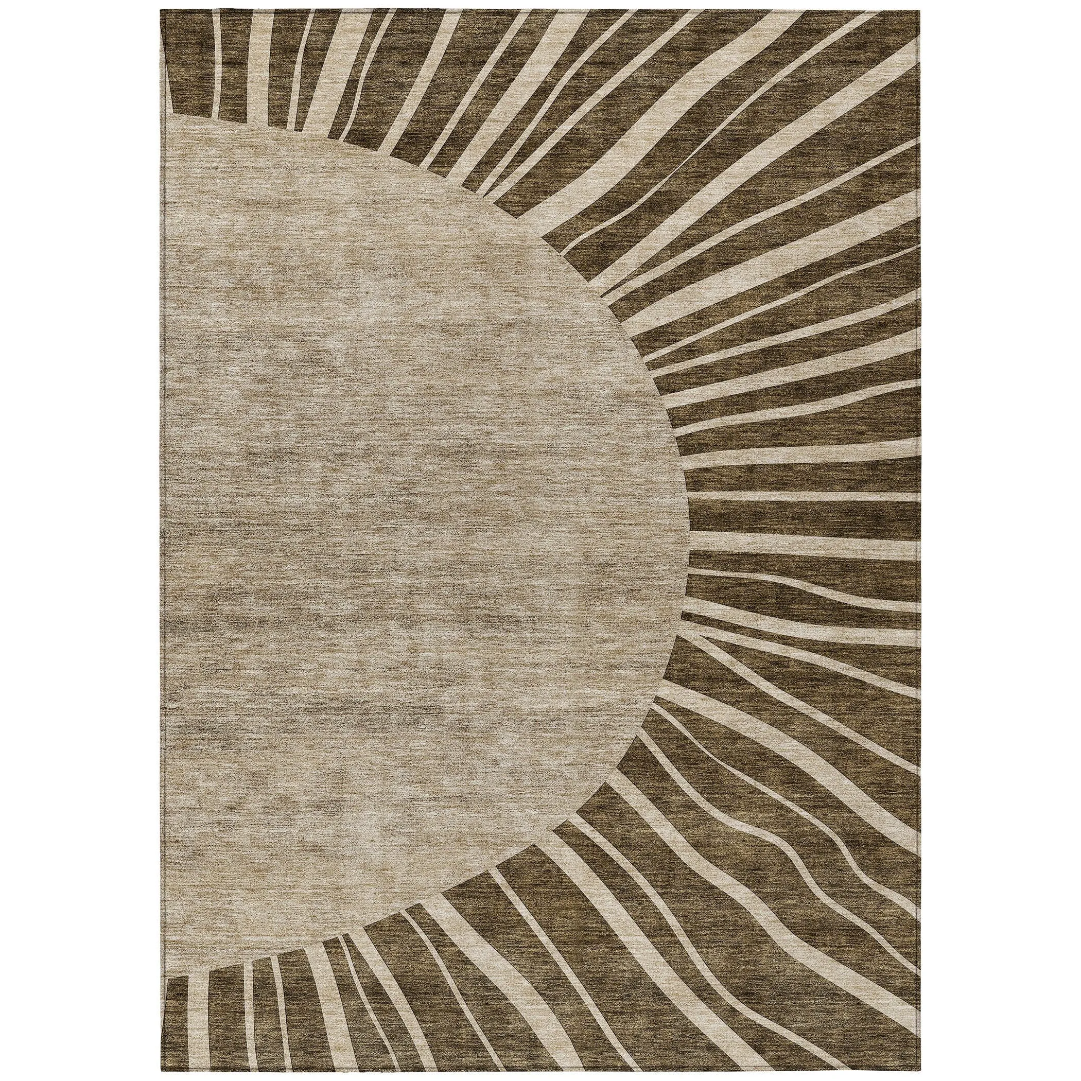 Machine Washable Indoor/ Outdoor Chantille Modern Sunburst Rug