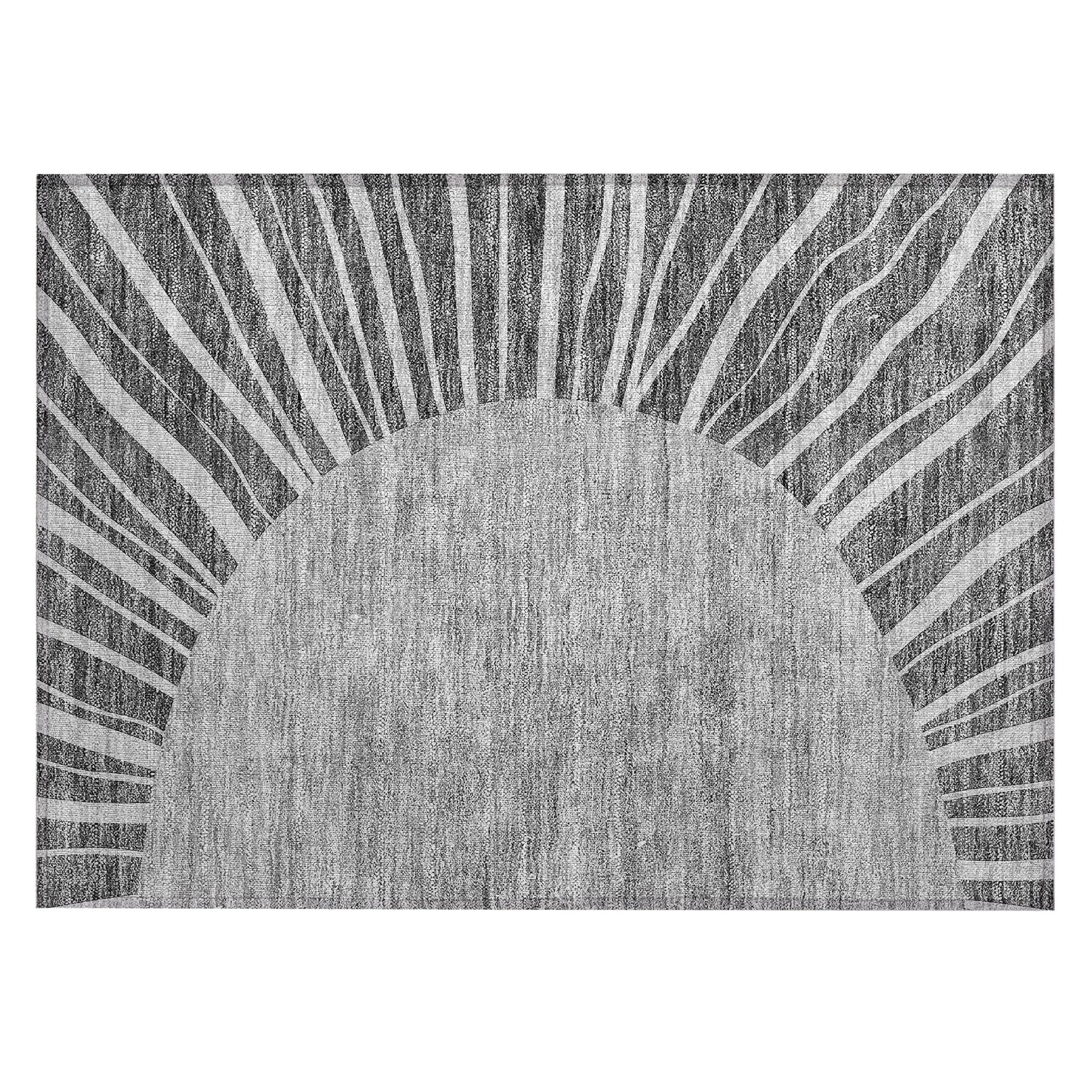 Machine Washable Indoor/ Outdoor Chantille Modern Sunburst Rug