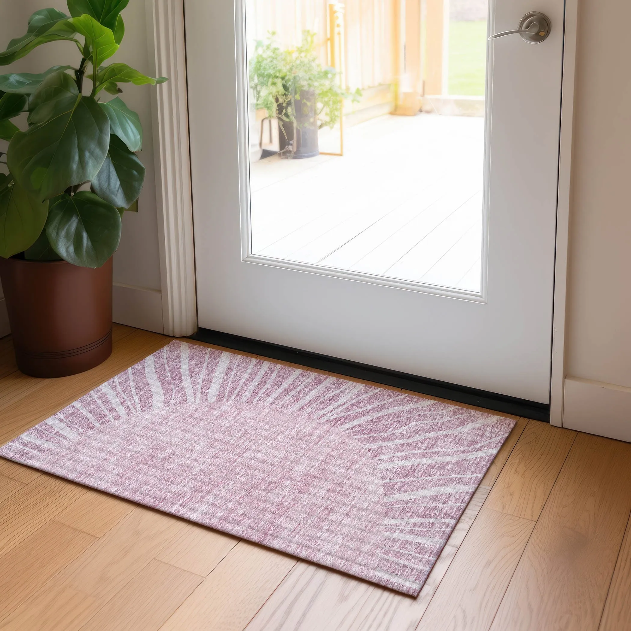 Machine Washable Indoor/ Outdoor Chantille Modern Sunburst Rug