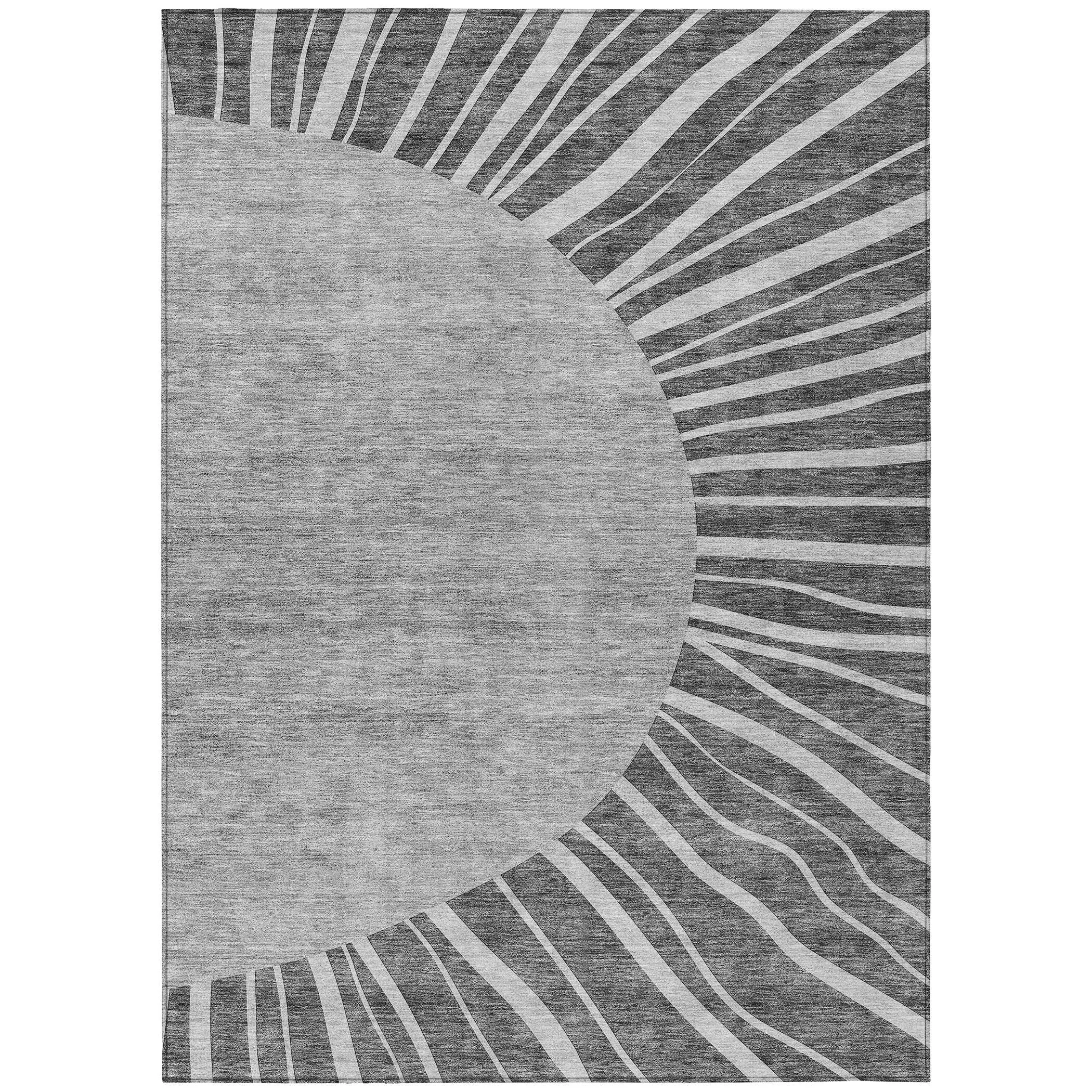 Machine Washable Indoor/ Outdoor Chantille Modern Sunburst Rug