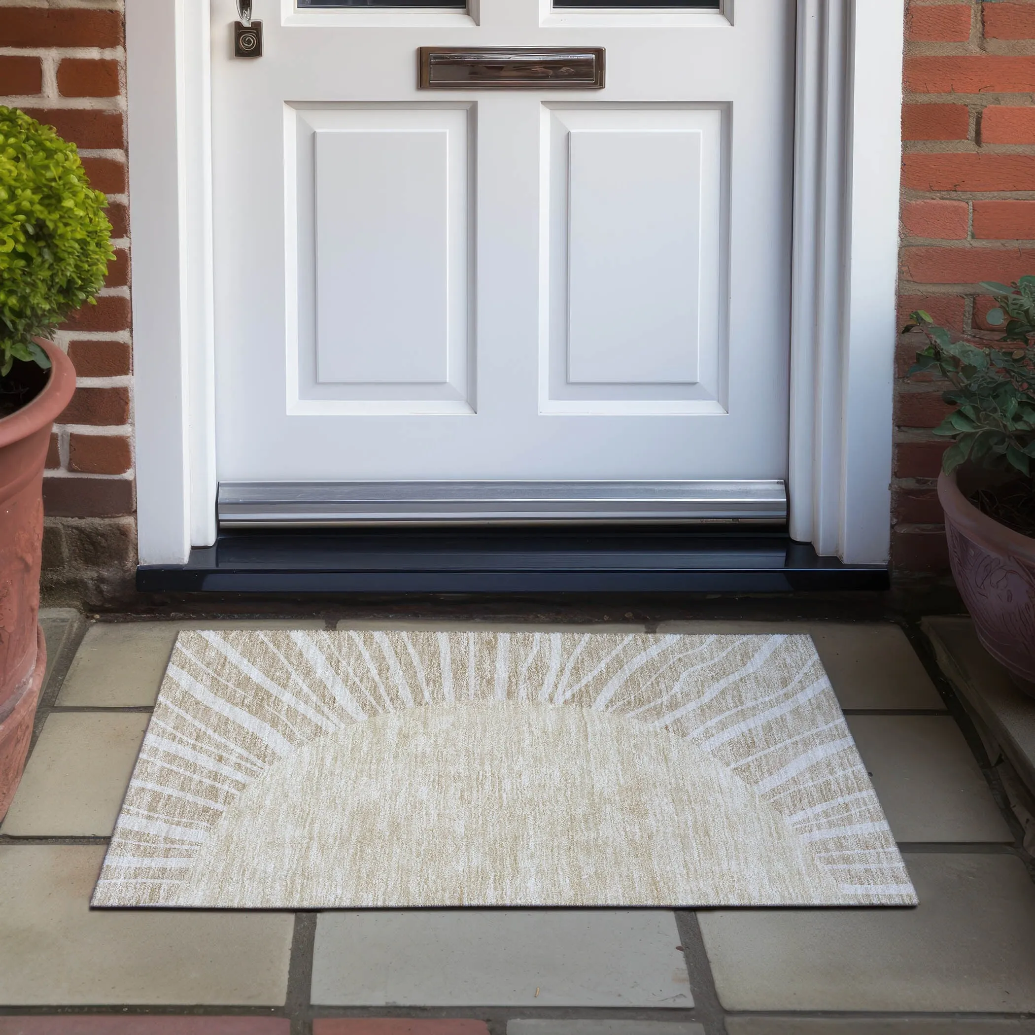 Machine Washable Indoor/ Outdoor Chantille Modern Sunburst Rug