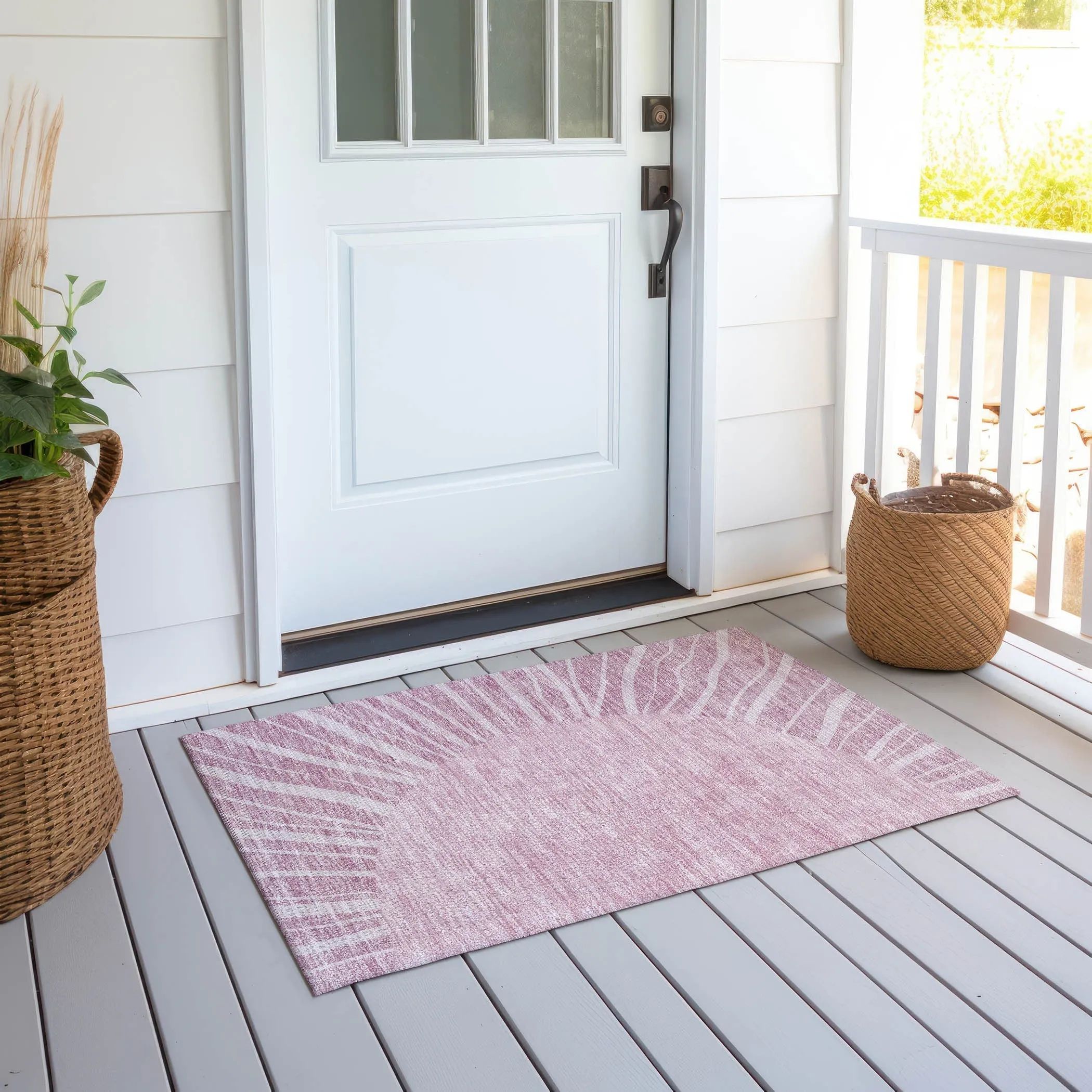 Machine Washable Indoor/ Outdoor Chantille Modern Sunburst Rug