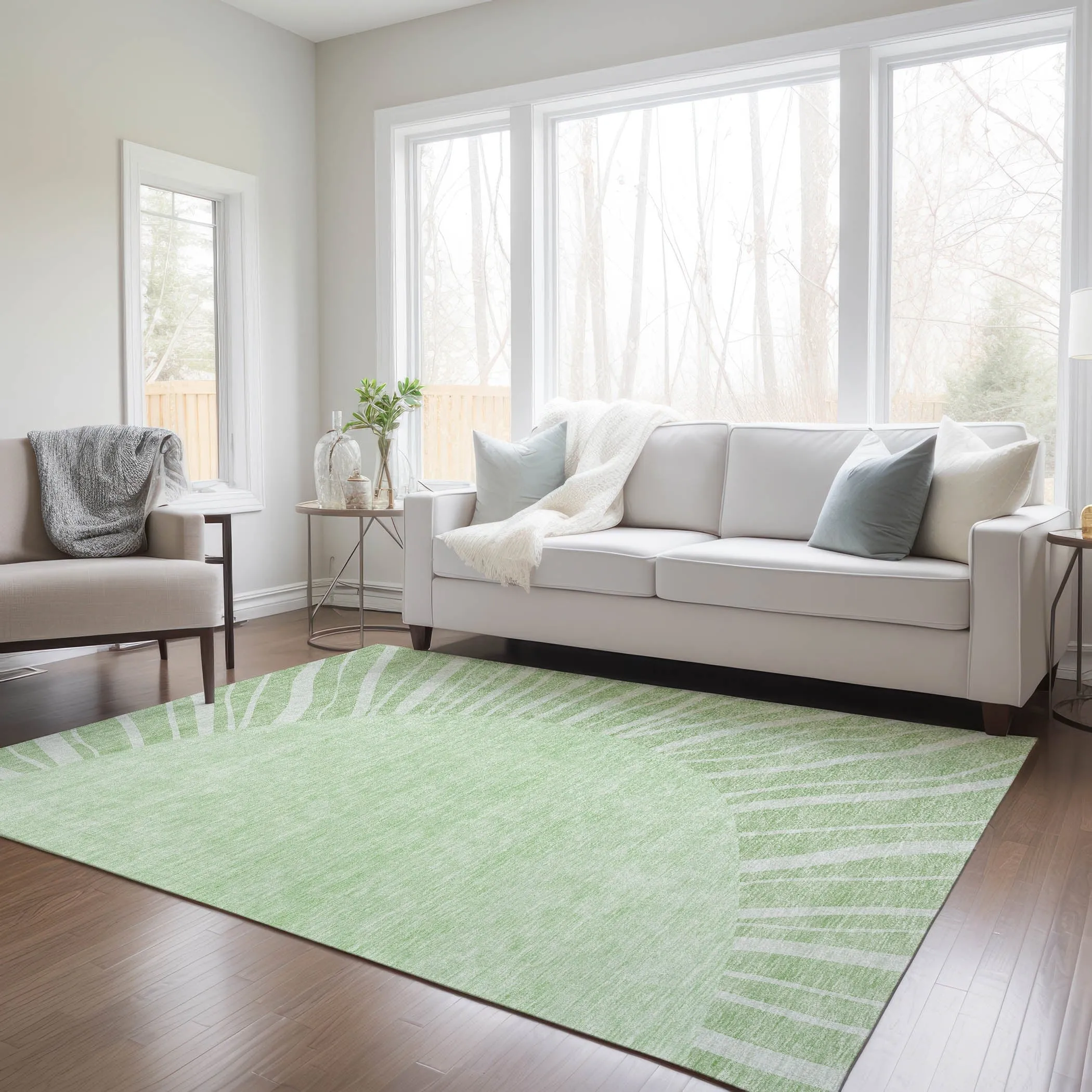 Machine Washable Indoor/ Outdoor Chantille Modern Sunburst Rug