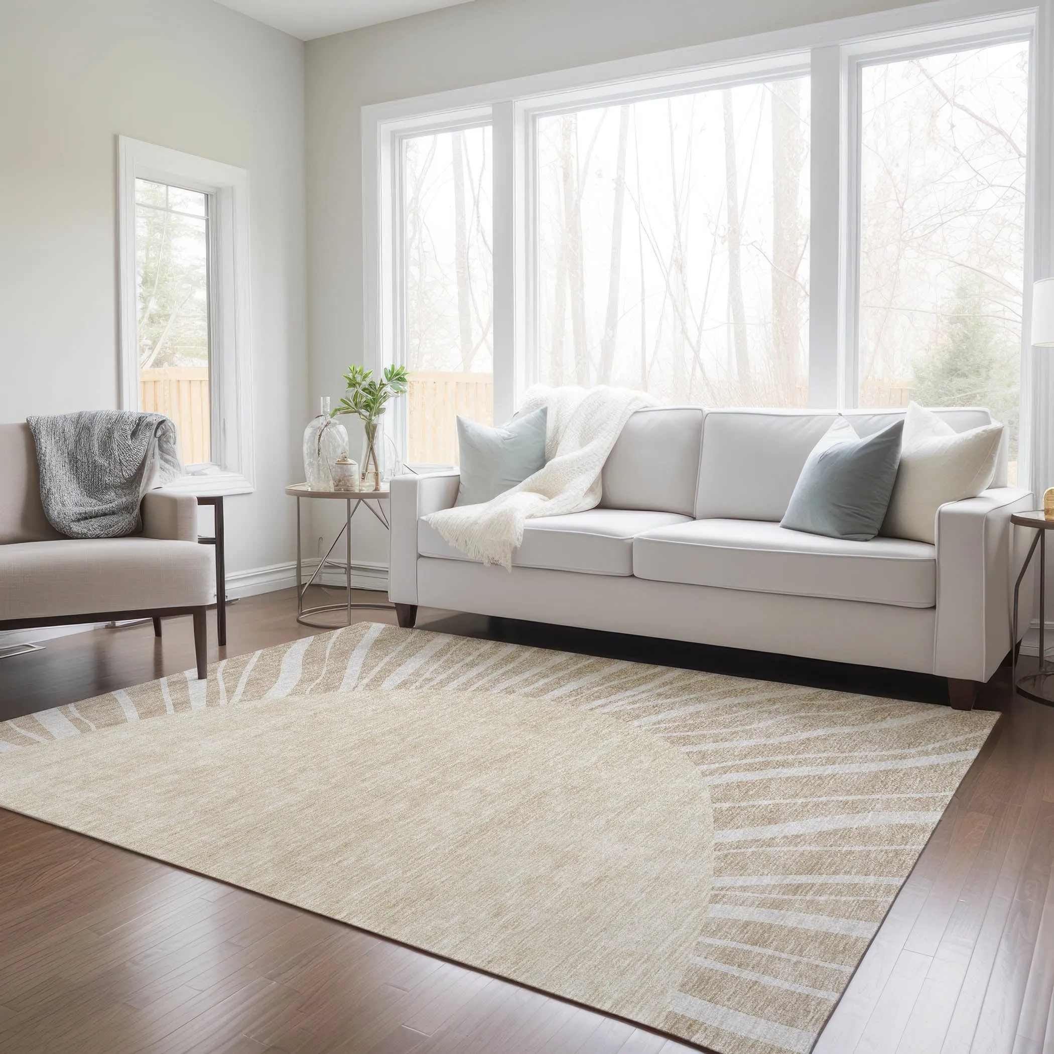 Machine Washable Indoor/ Outdoor Chantille Modern Sunburst Rug