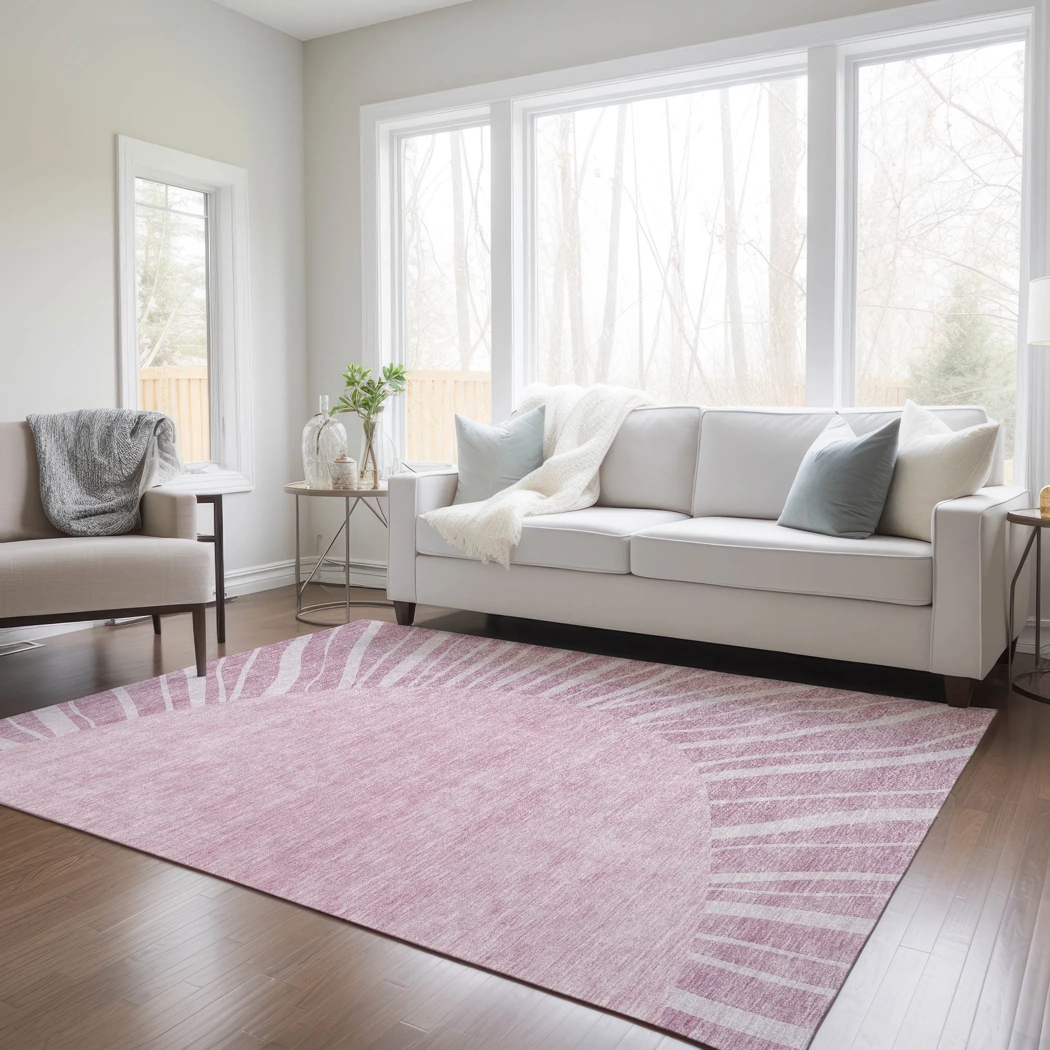 Machine Washable Indoor/ Outdoor Chantille Modern Sunburst Rug