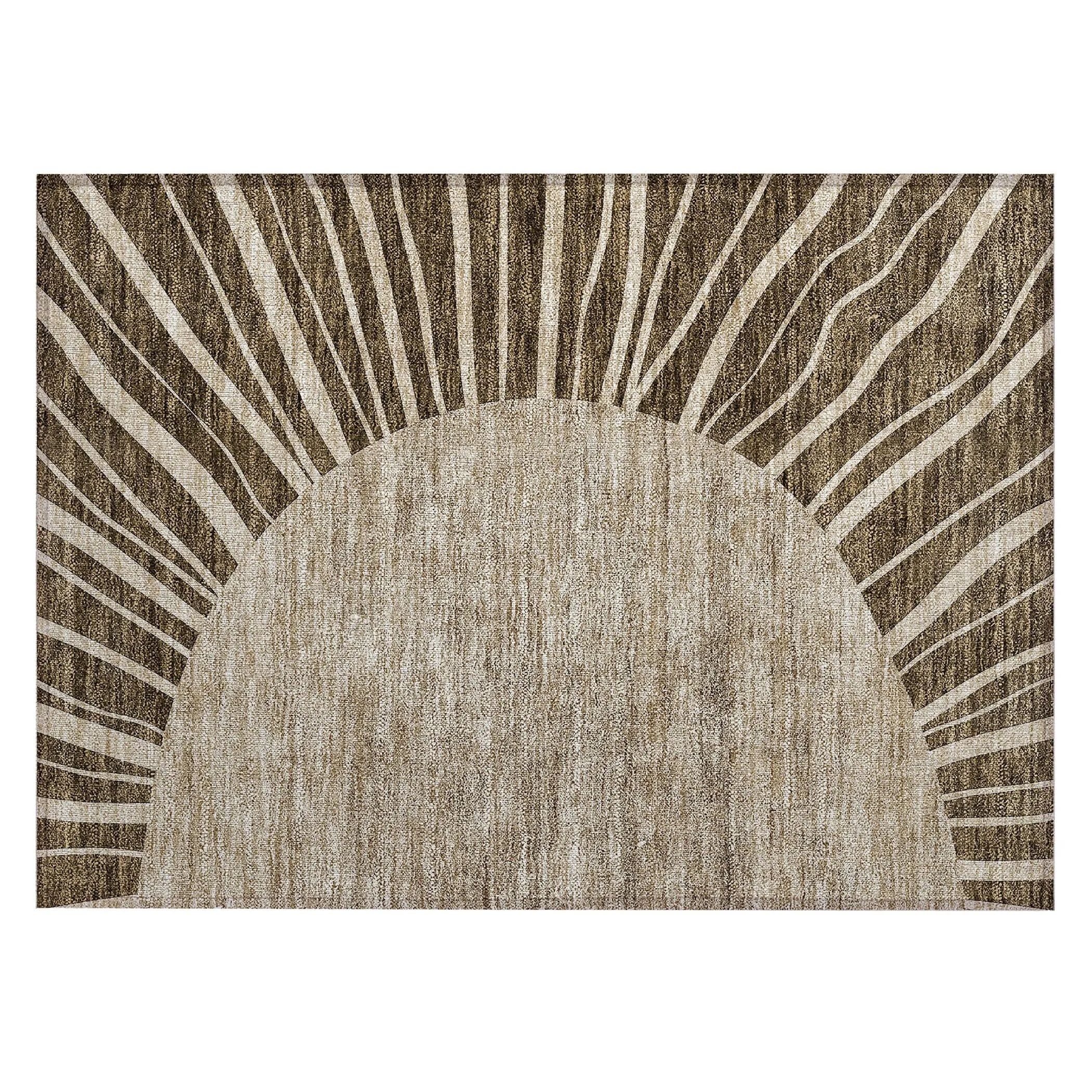 Machine Washable Indoor/ Outdoor Chantille Modern Sunburst Rug