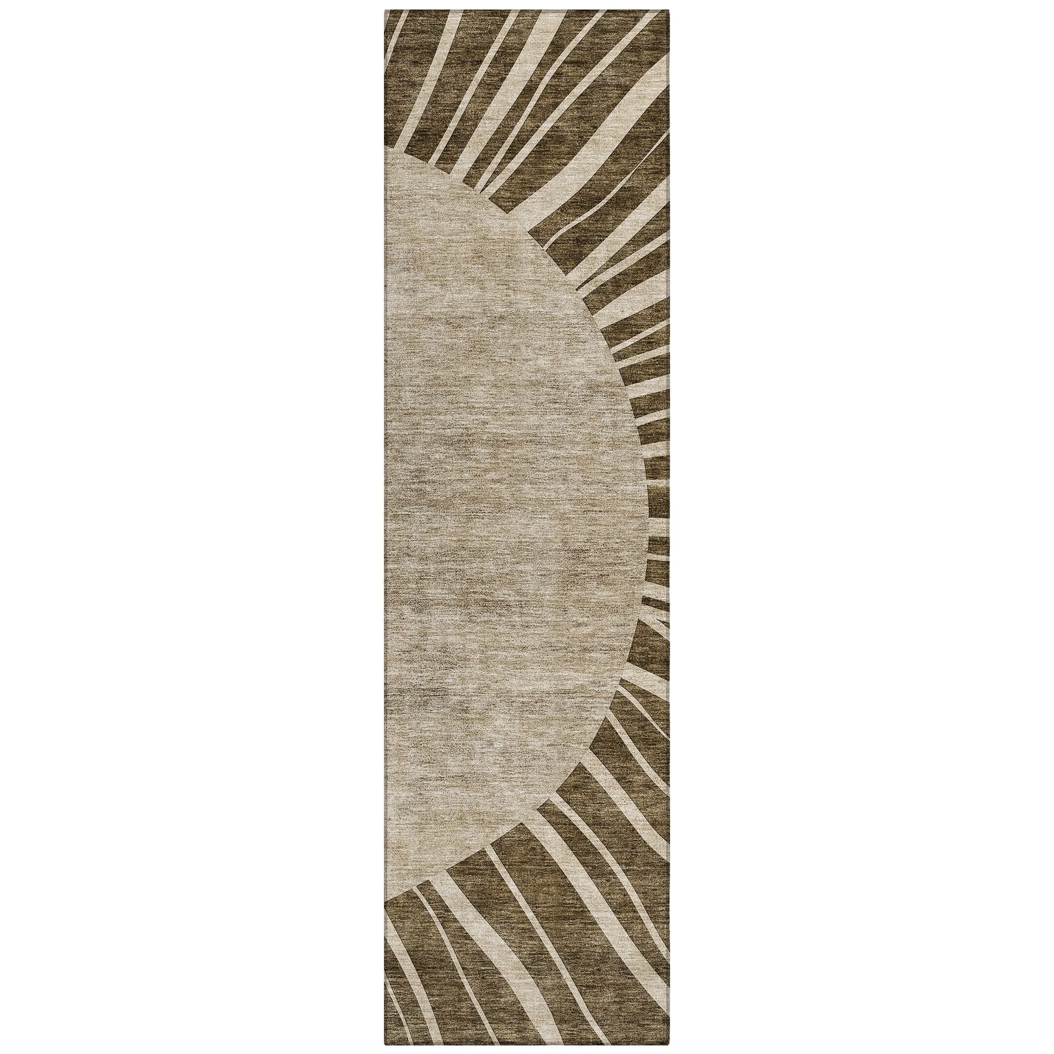 Machine Washable Indoor/ Outdoor Chantille Modern Sunburst Rug