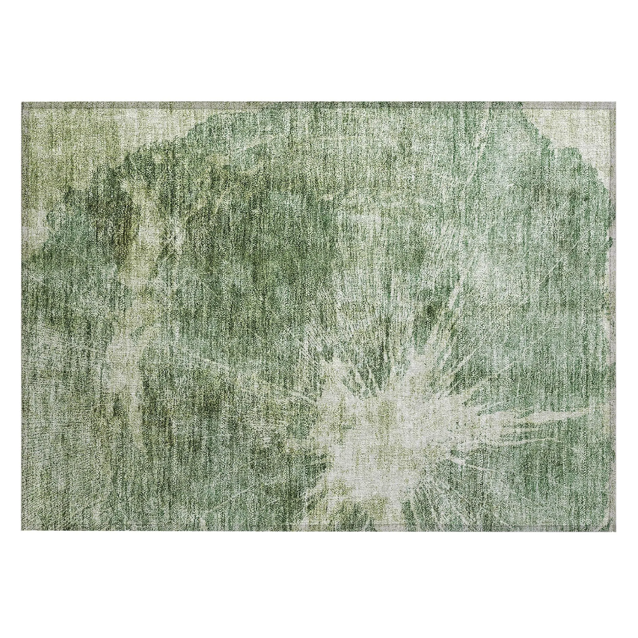 Machine Washable Indoor/ Outdoor Chantille Modern Tree Grain Rug