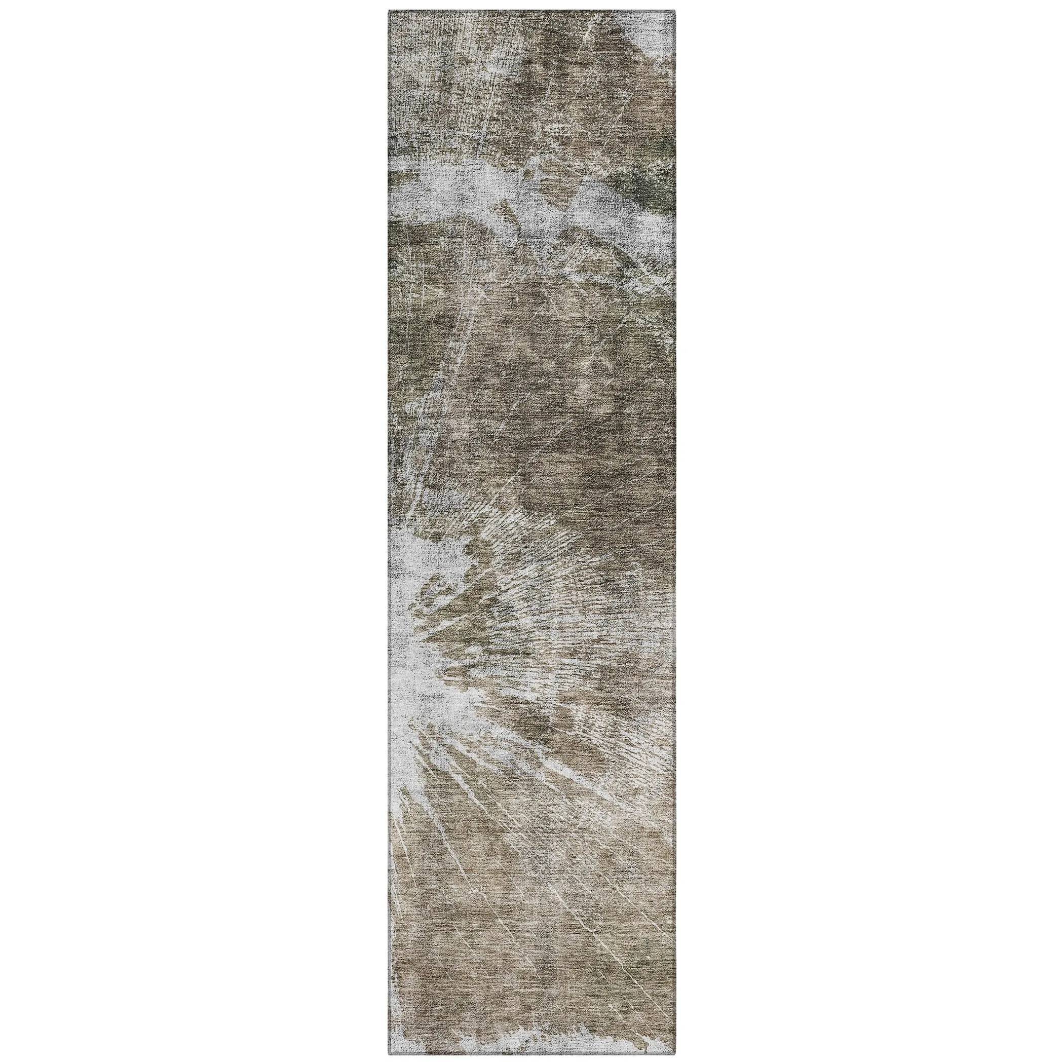 Machine Washable Indoor/ Outdoor Chantille Modern Tree Grain Rug